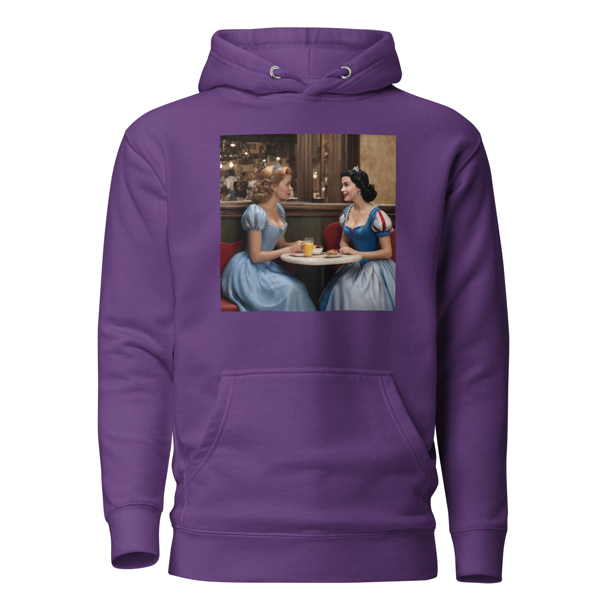 Cinderella and Snow White at a Cafe Hoodie Purple