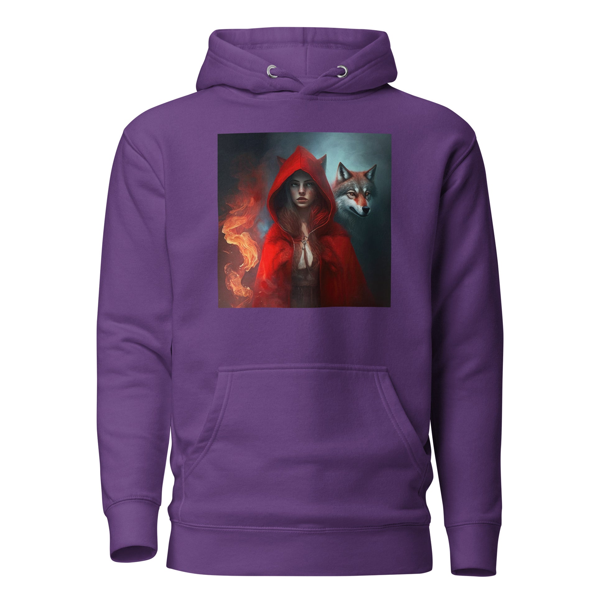 Fiery Red Riding Hood & Wolf Hoodie Purple