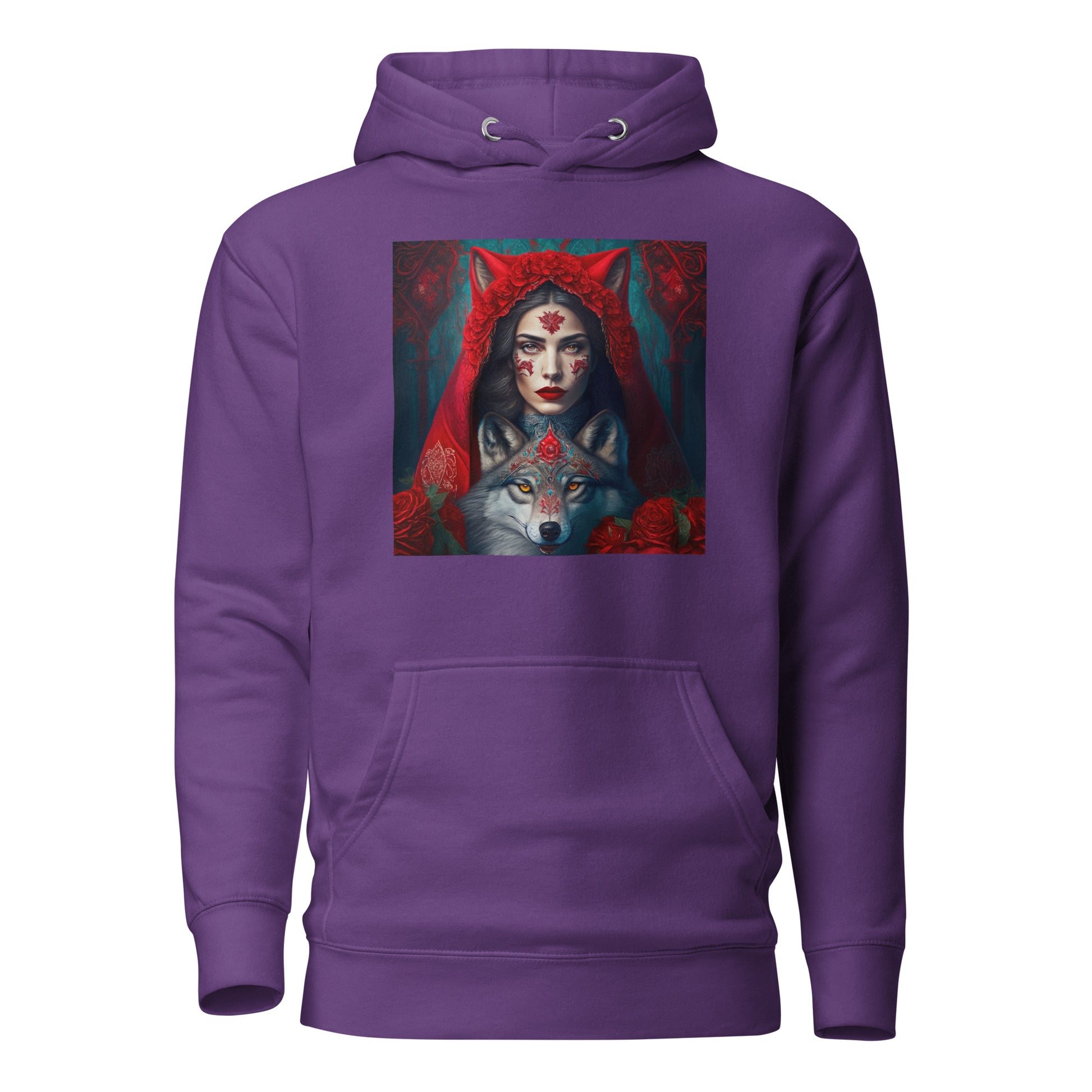 Red Riding Hood Unites with the Wolf Women's Hoodie Purple