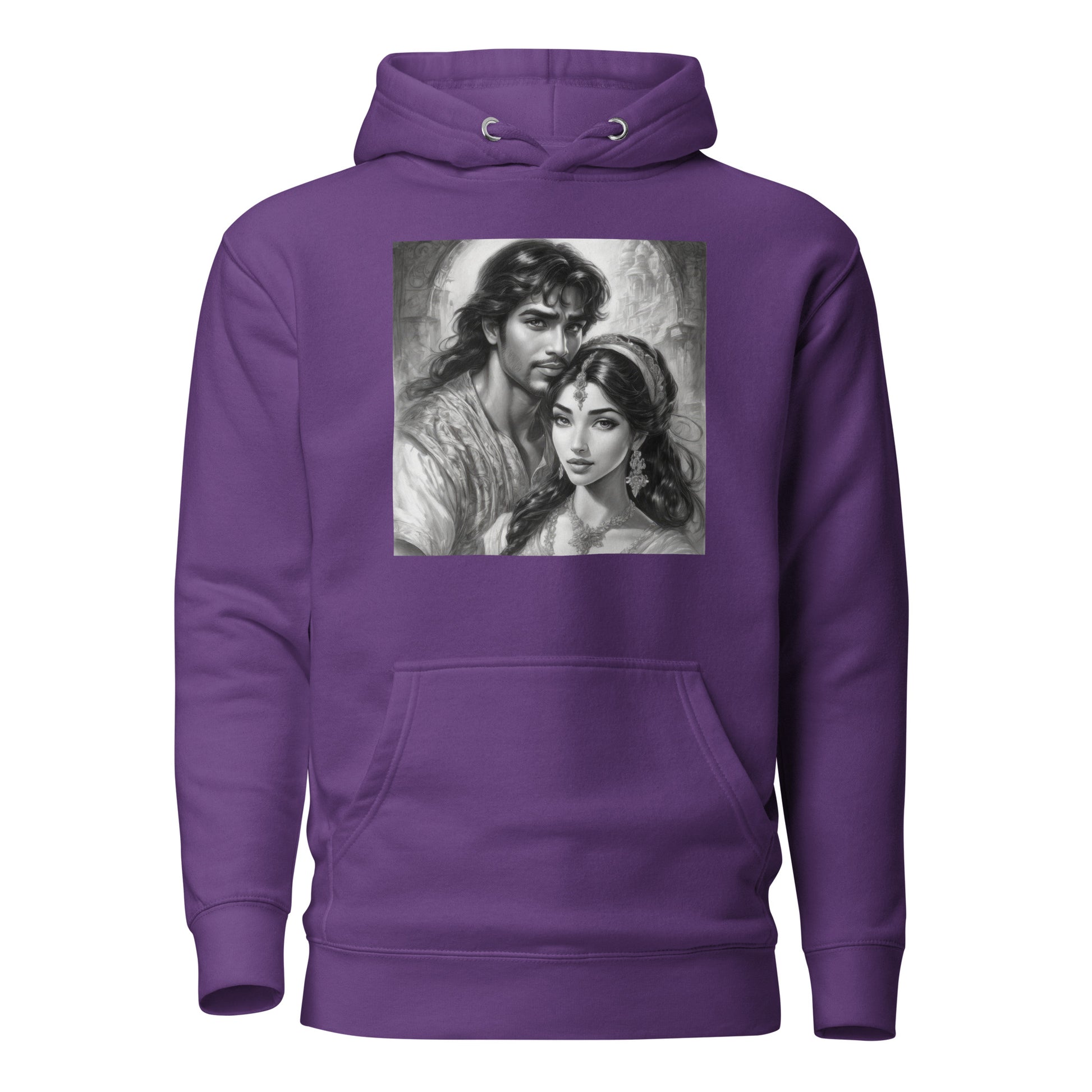 Jasmine & Aladdin Portrait Women's Fairy Tale Hoodie Purple