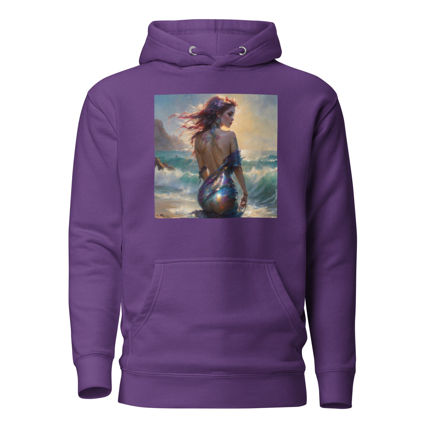 Enchanting Mermaid on Beach Women's Fantasy Hoodie Purple