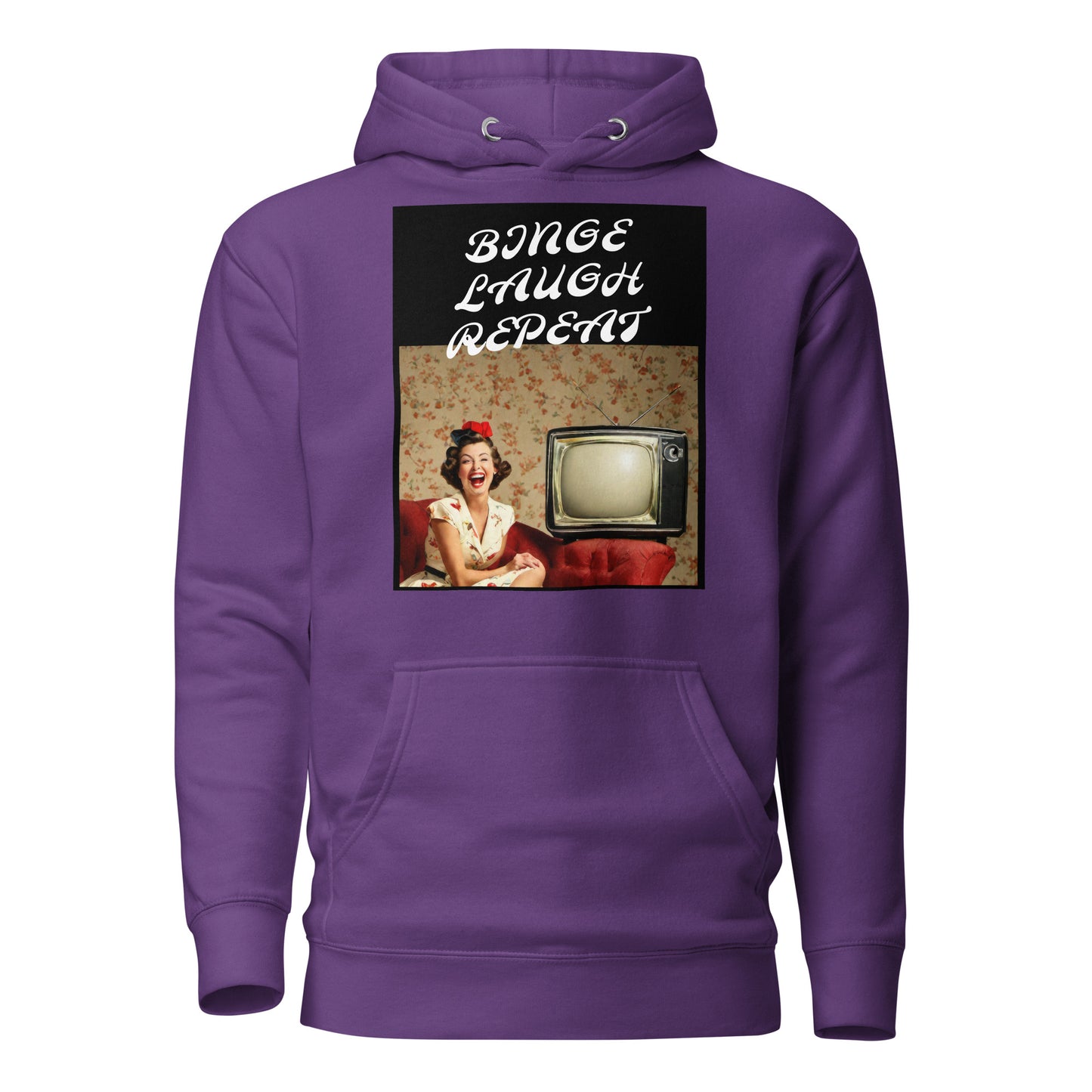 Binge Laugh Repeat Women's Funny Hoodie Purple