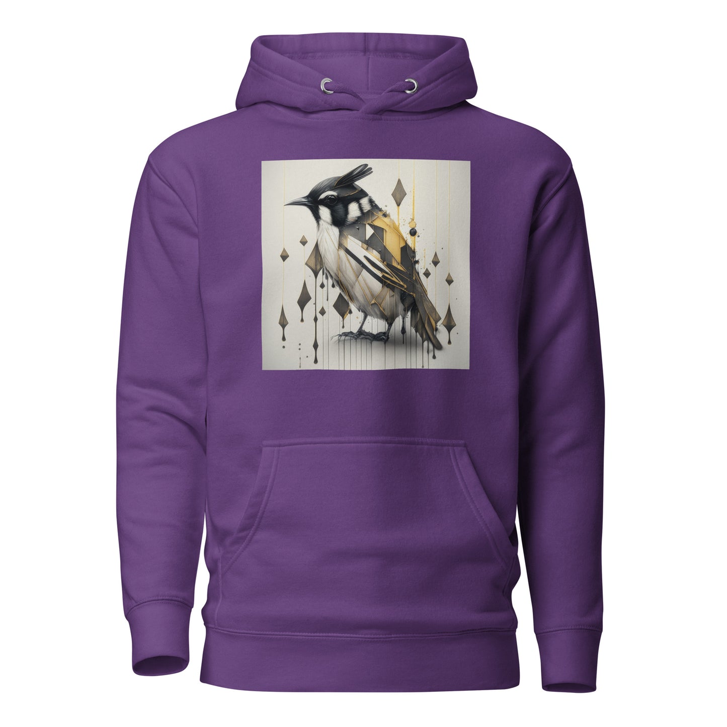 Geometric Chickadee Bird Women's Graphic Hoodie Purple