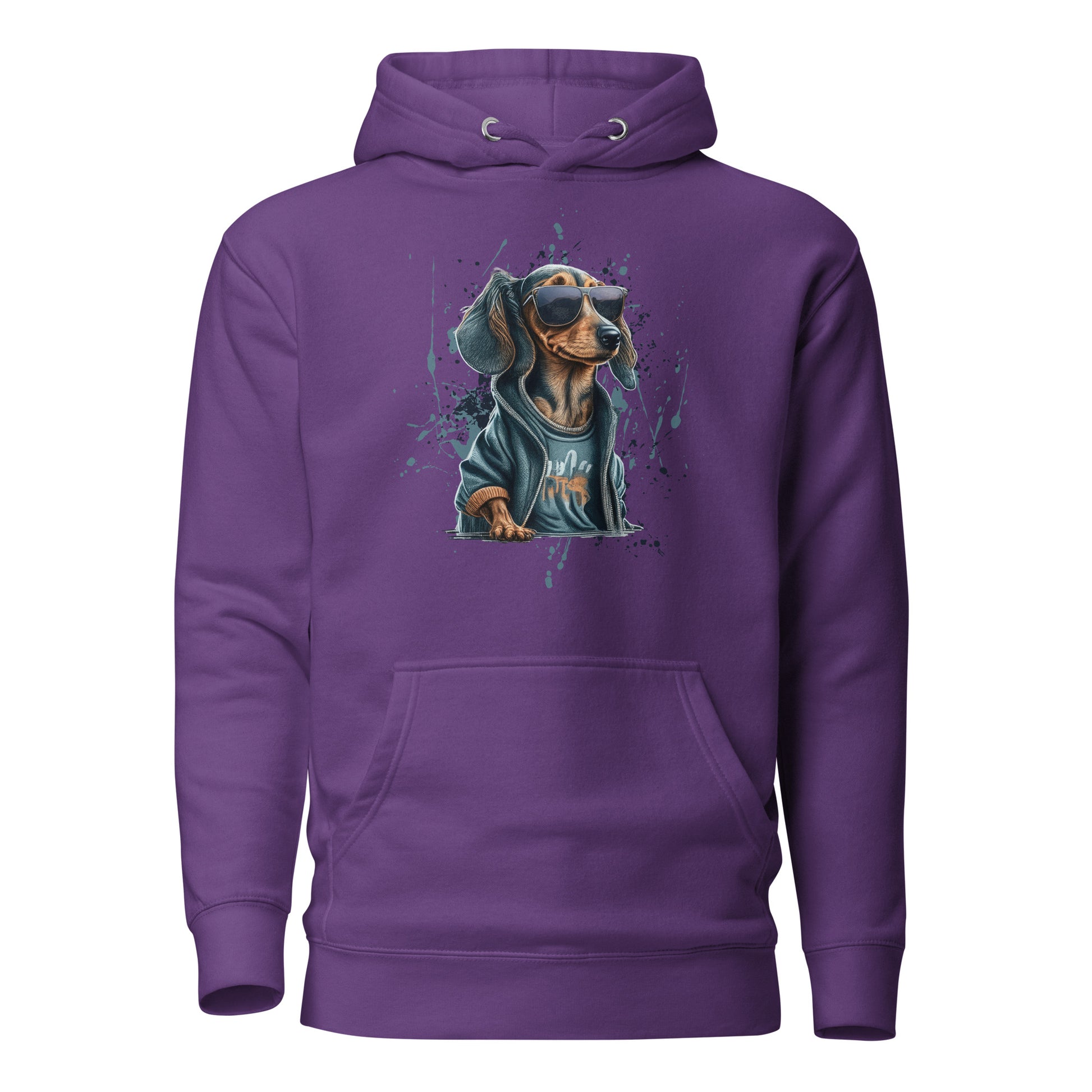 Cool Dachshund in Sunglasses Women's Dog Hoodie Purple