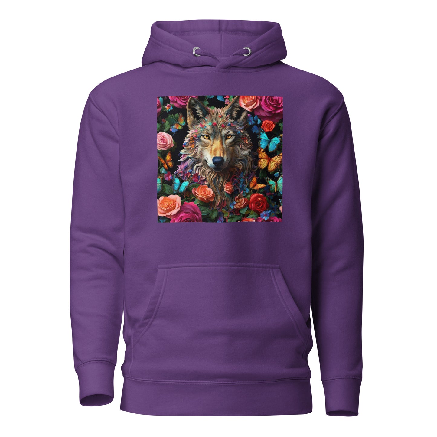 Wolf and Roses Women's Animal Lover Hoodie Purple