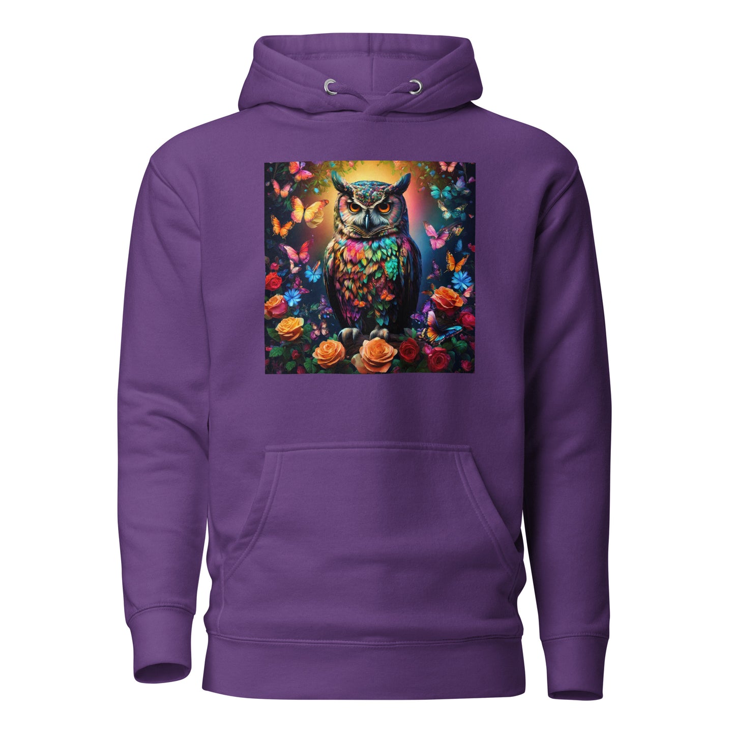 Owl and Roses Women's Animal Lover Hoodie Purple