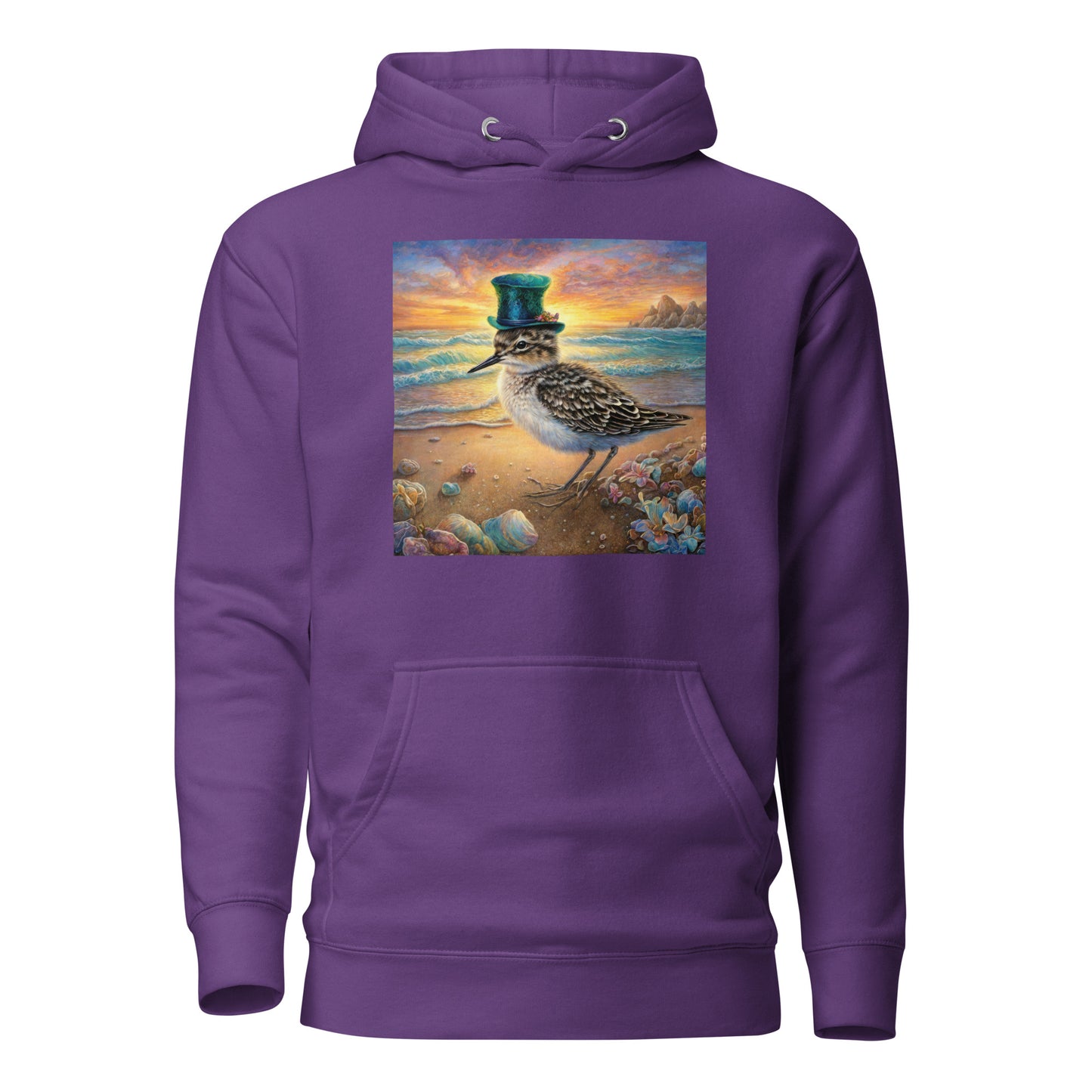 Sandpiper in Top Hat Women's Beach Hoodie Purple