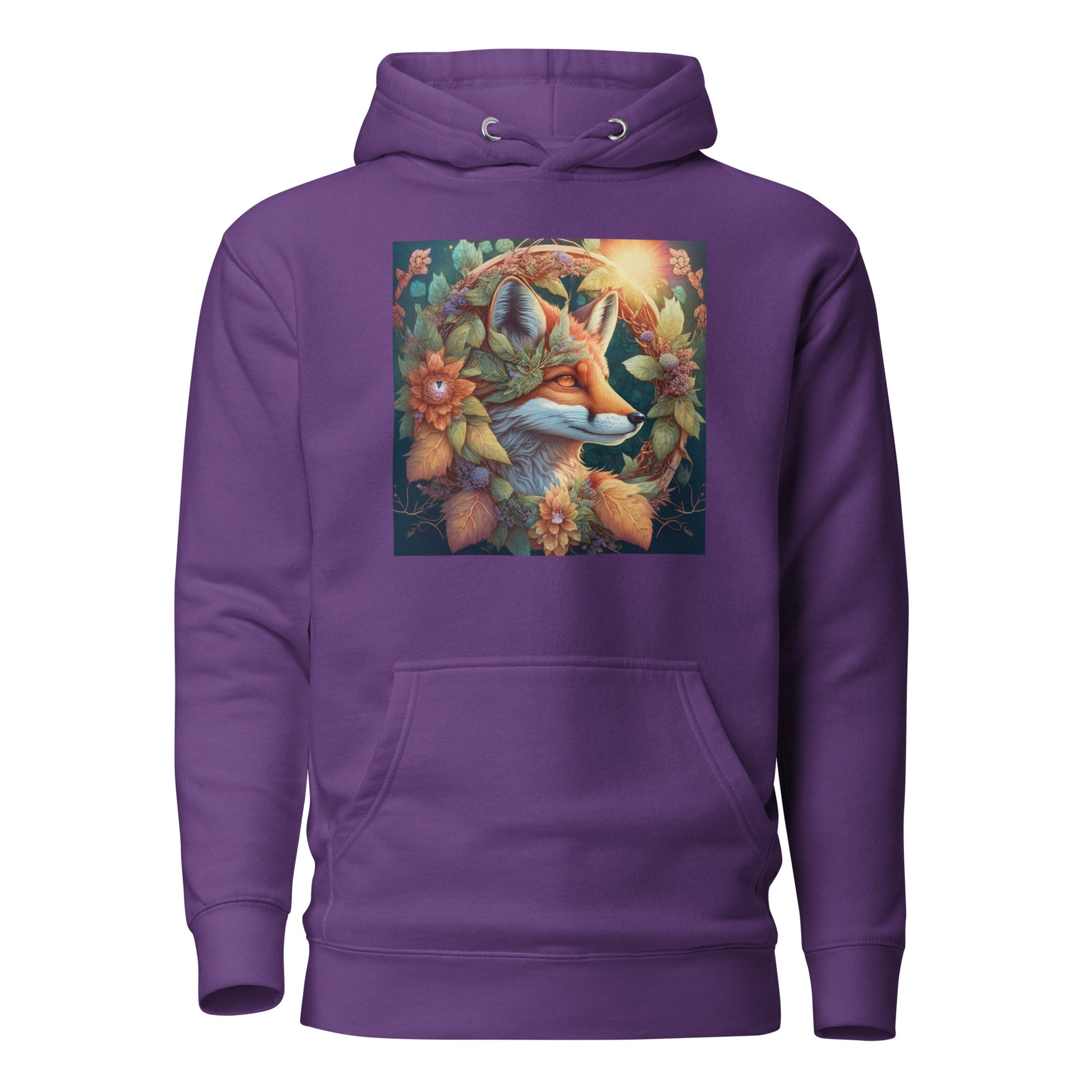 Red Fox Wreath Women's Animal Lover Hoodie Purple