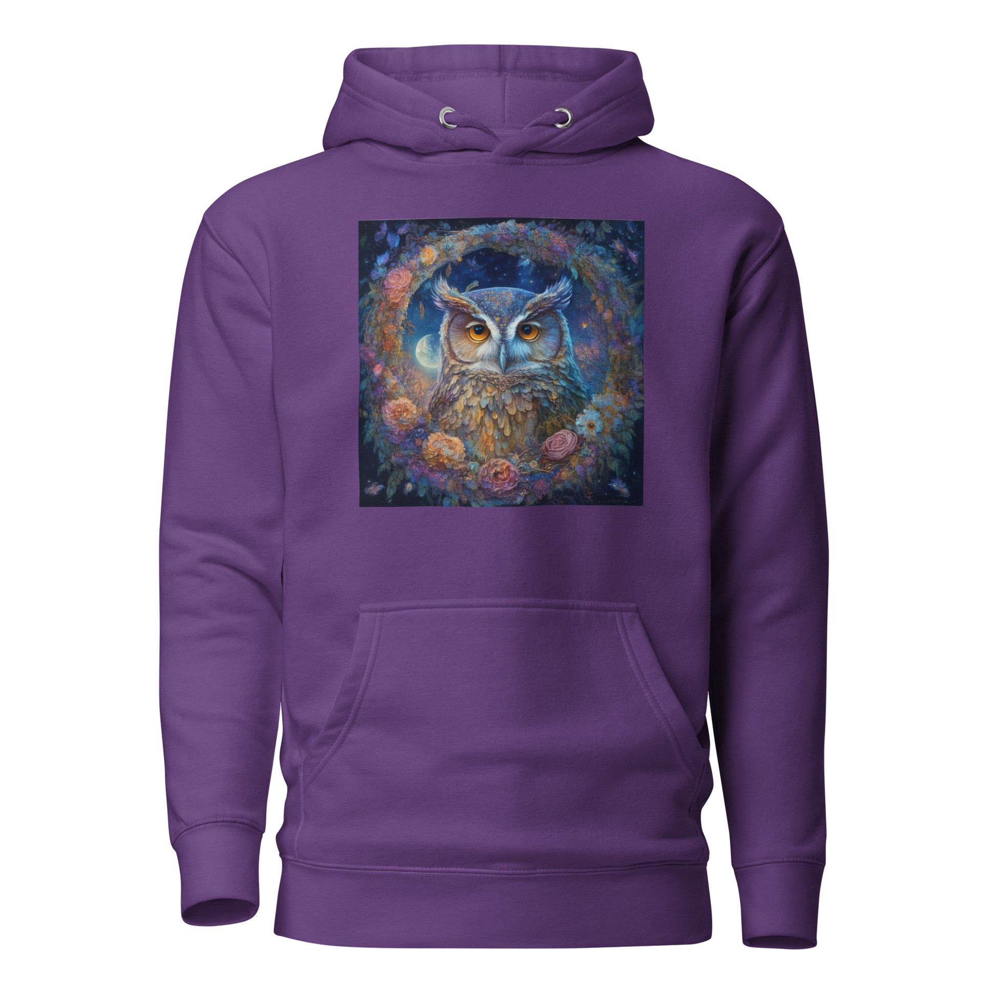 Owl Wreath Women's Animal Lover Hoodie Purple