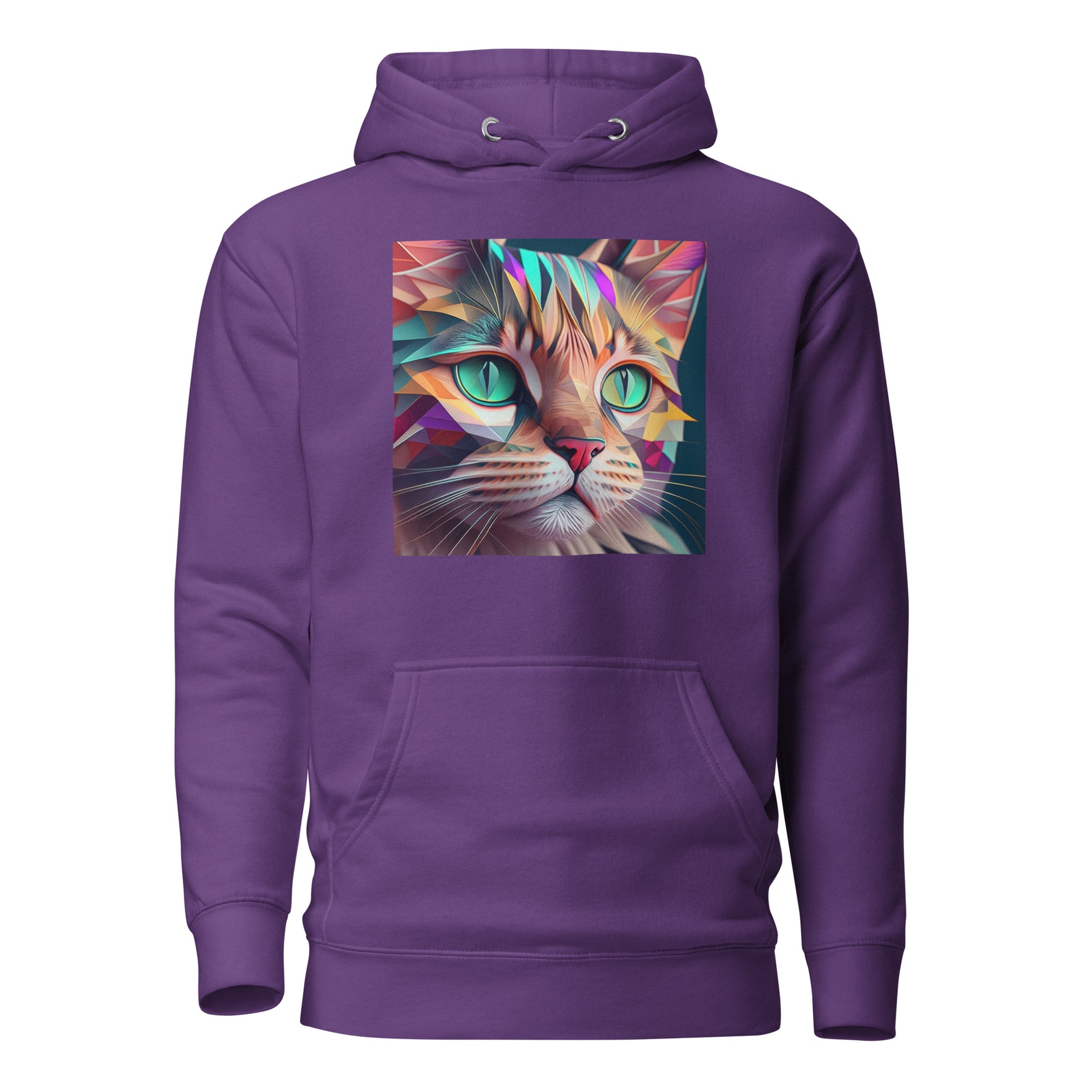 Geometric Cat Women's Cat Lover Hoodie Purple