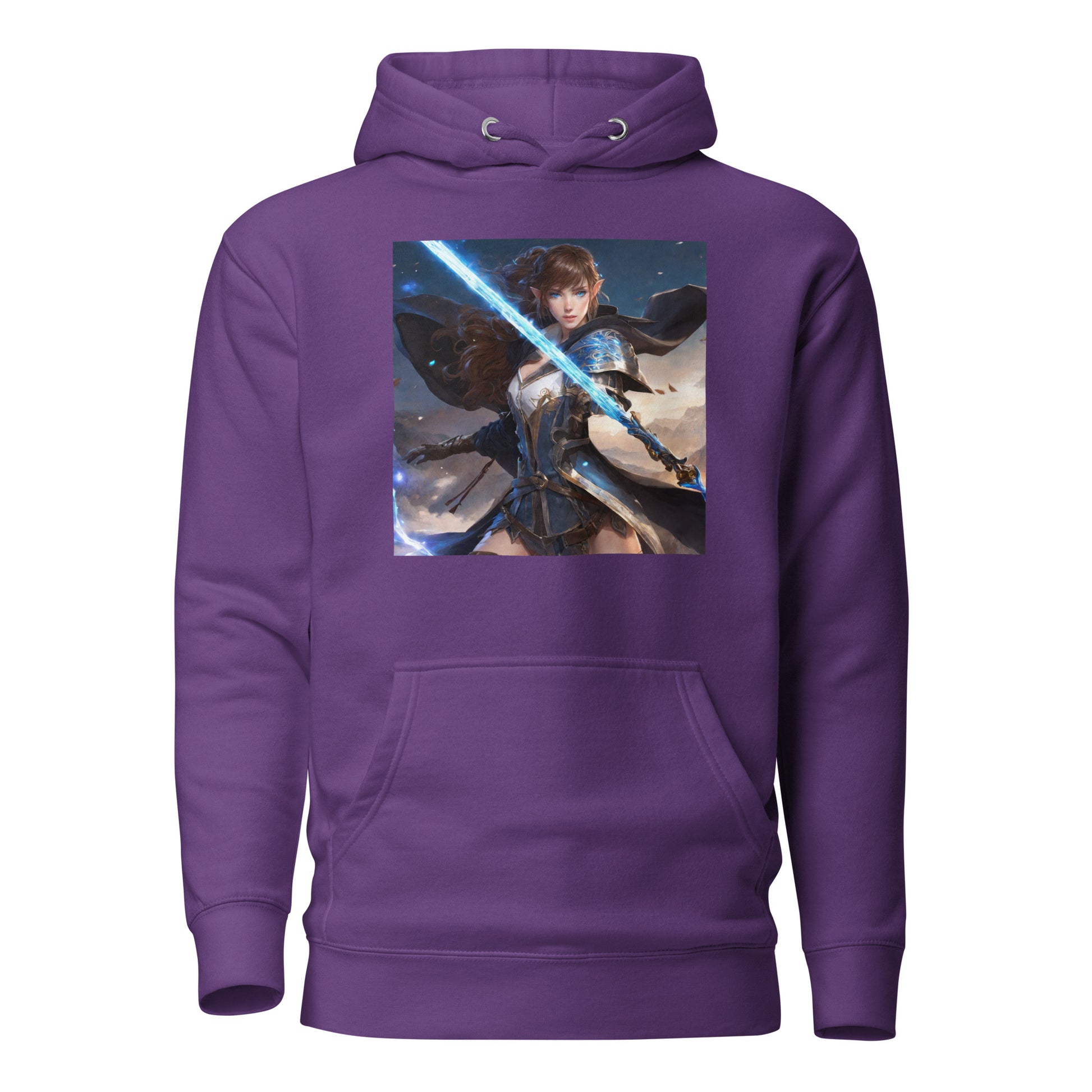 Elven Defender Women's Fantasy Anime Hoodie Purple