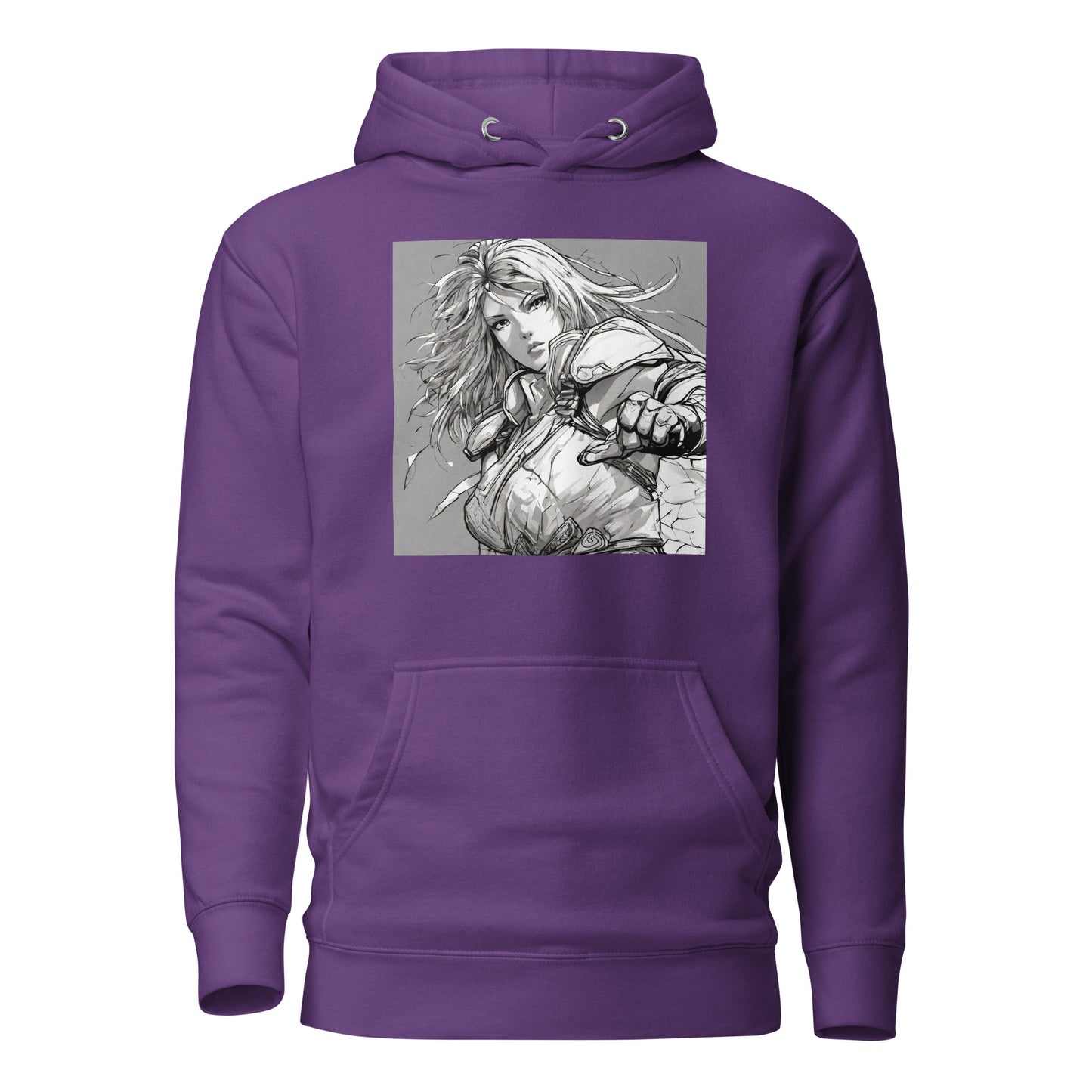 Fearless Swordmaiden Women's Anime Hoodie Purple