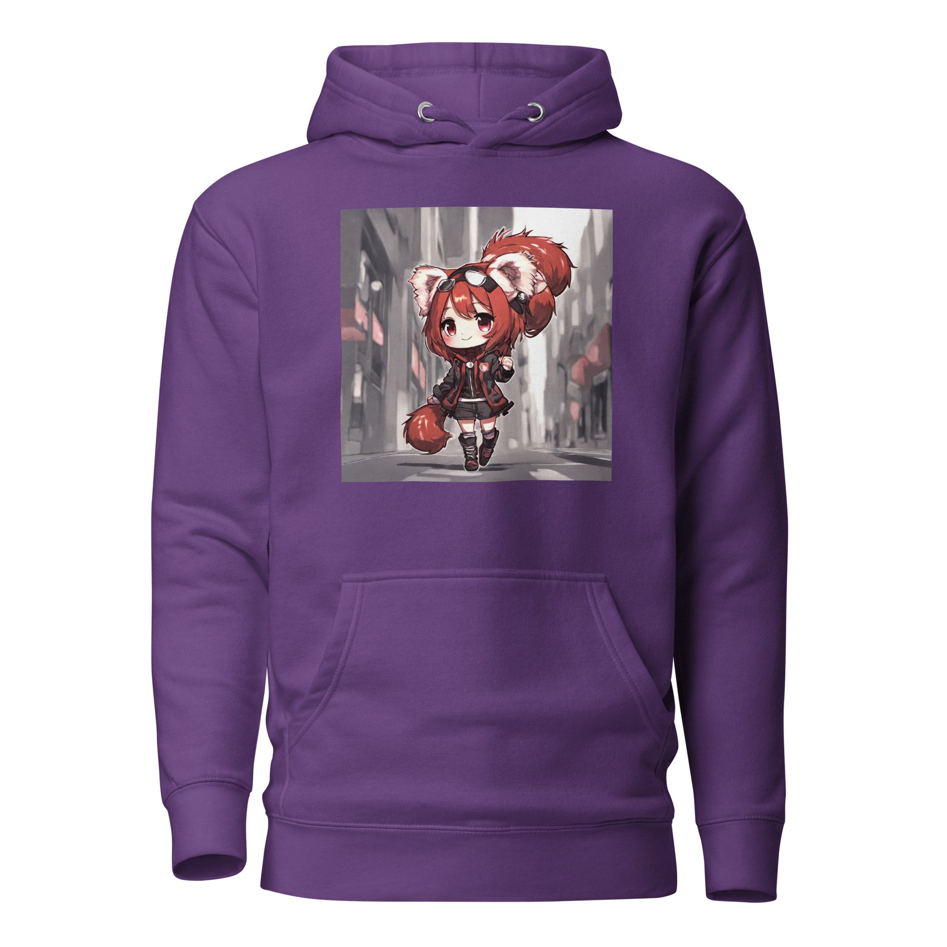 Red Panda Girl Women's Anime Hoodie Purple