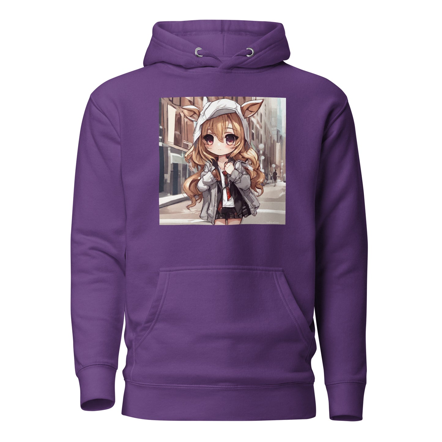 Deer Girl Women's Anime Hoodie Purple