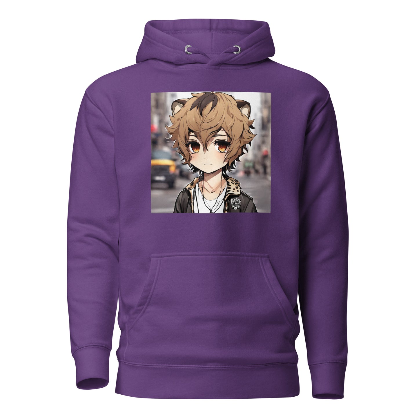 Leopard Boy Women's Anime Hoodie Purple