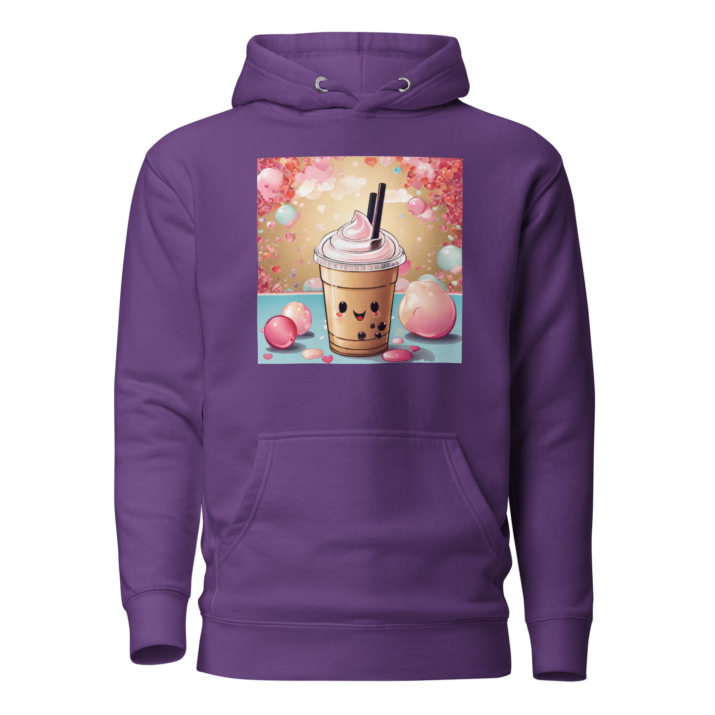 Cute Bubble Milk Tea Women's Boba Hoodie Purple