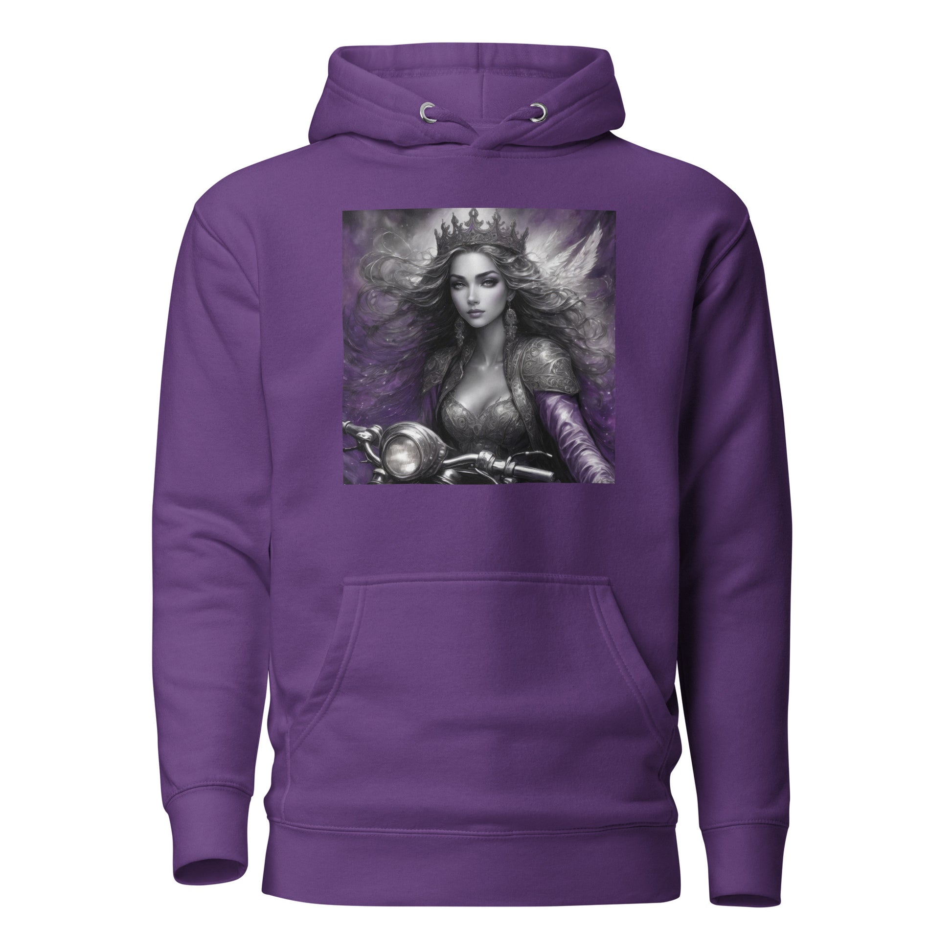 Princess Woman Riding a Motorcycle Hoodie Purple