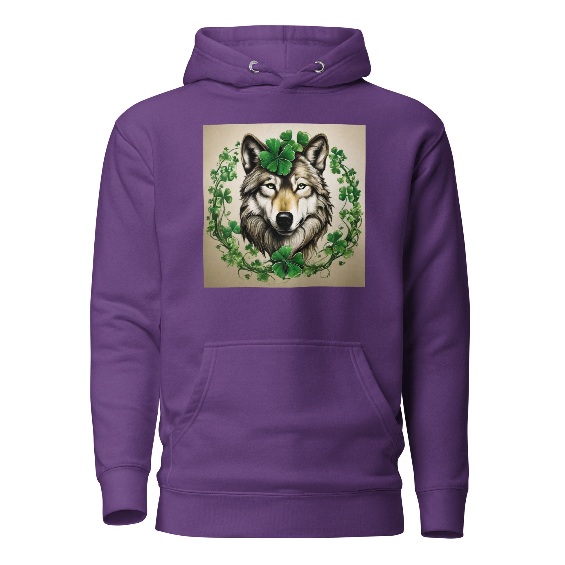 Wolf & Shamrocks Women's St Patrick's Day Hoodie Purple