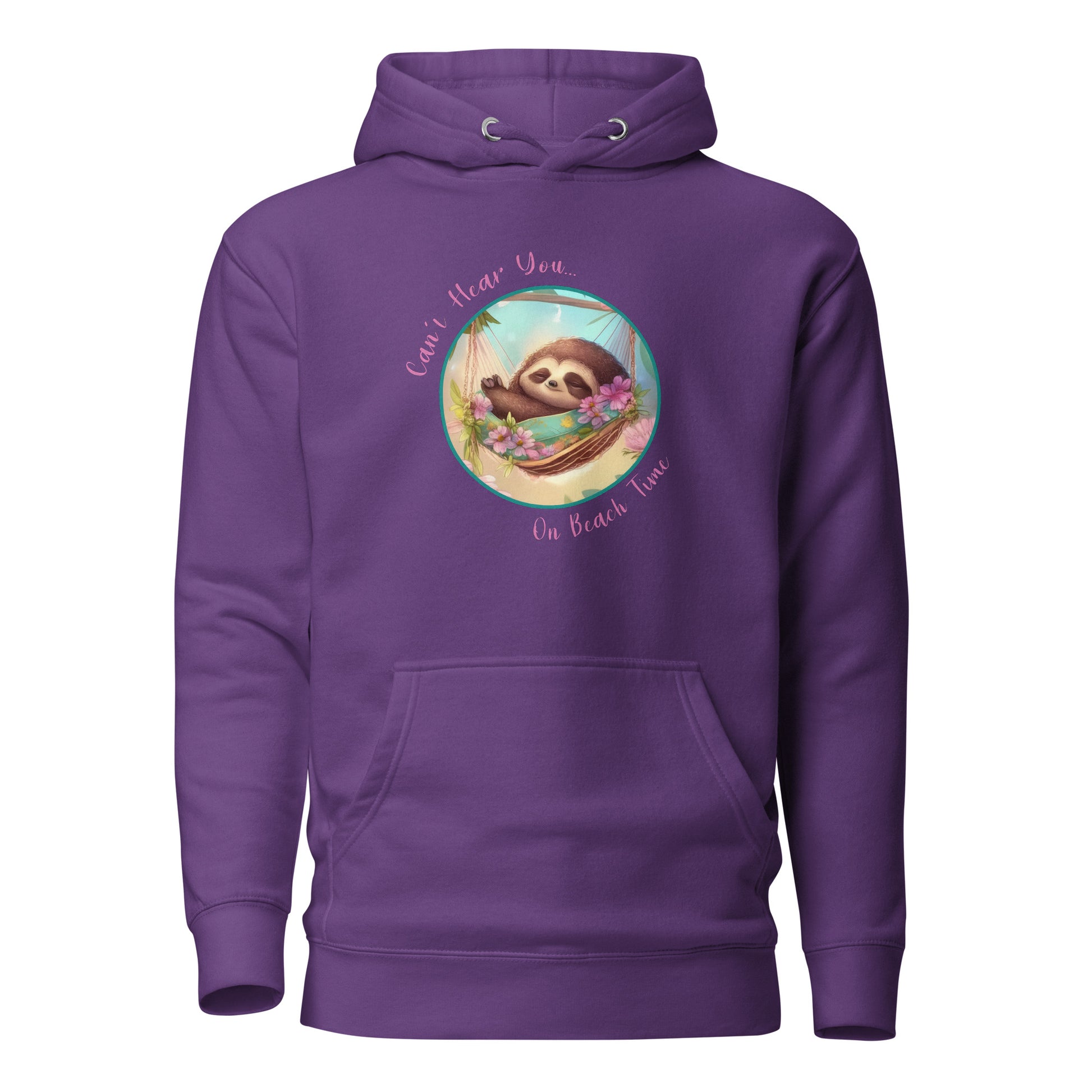 Can't Hear You... On Beach Time Sloth Women's Summer Hoodie Purple