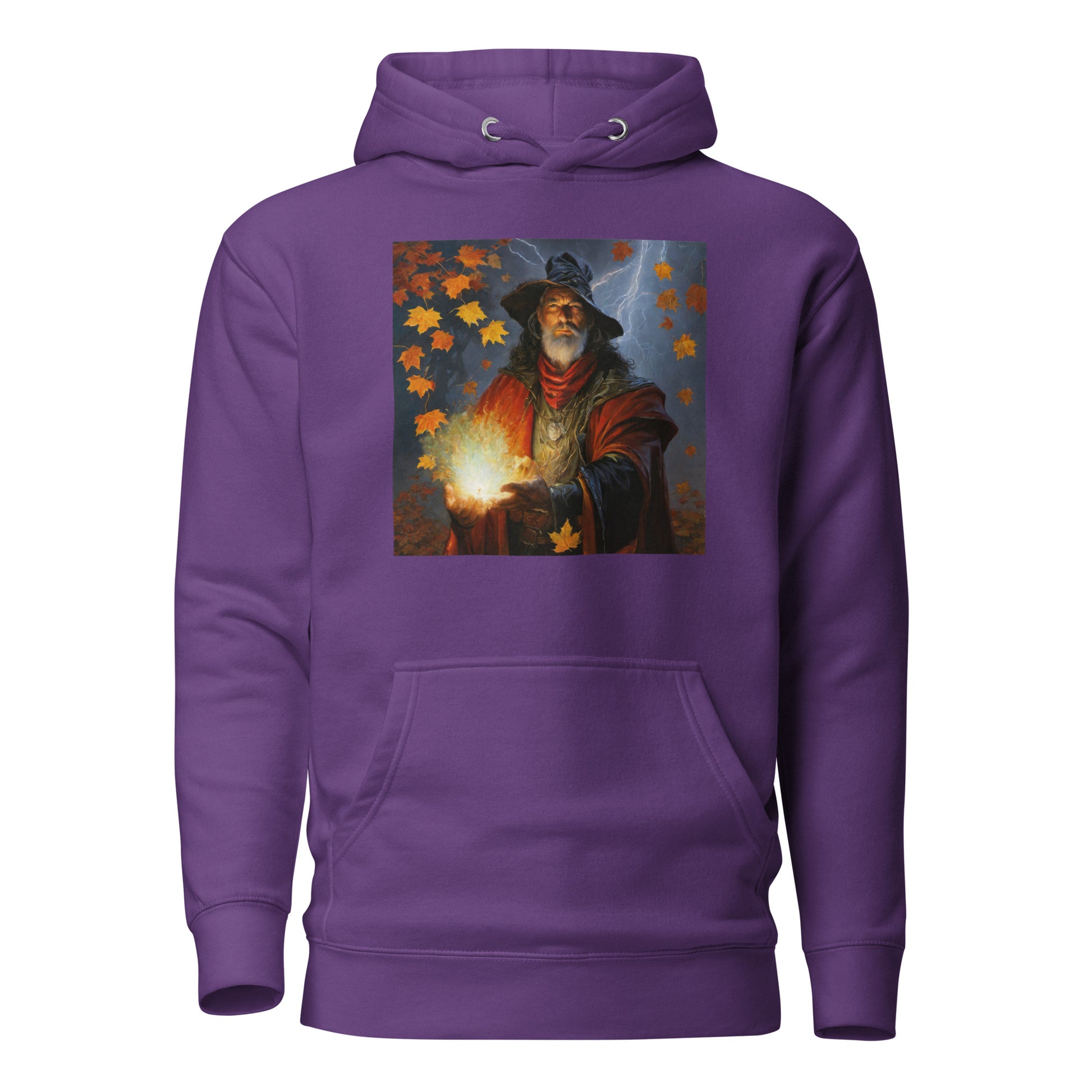 Autumn Wizard Making Fall Leaves Women's Graphic Hoodie Purple