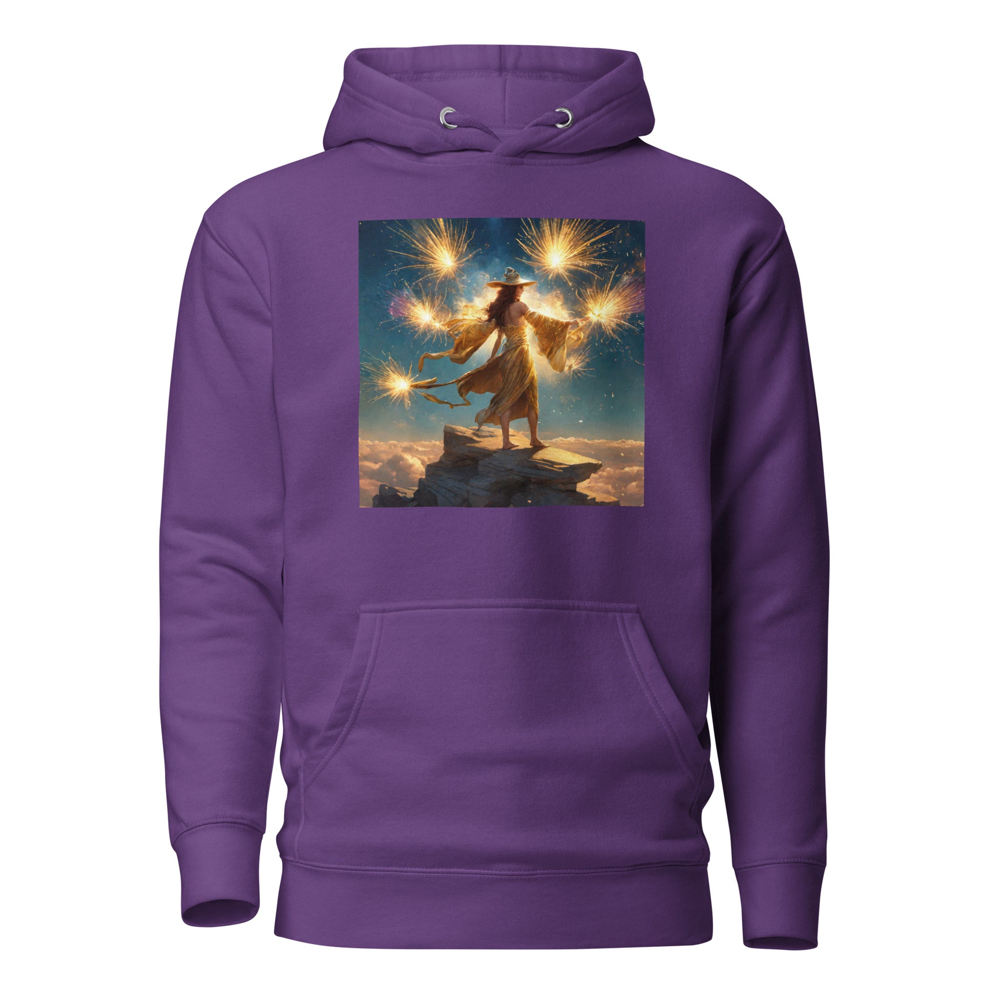 Sorceress Making Fireworks Women's 4th of July Hoodie Purple