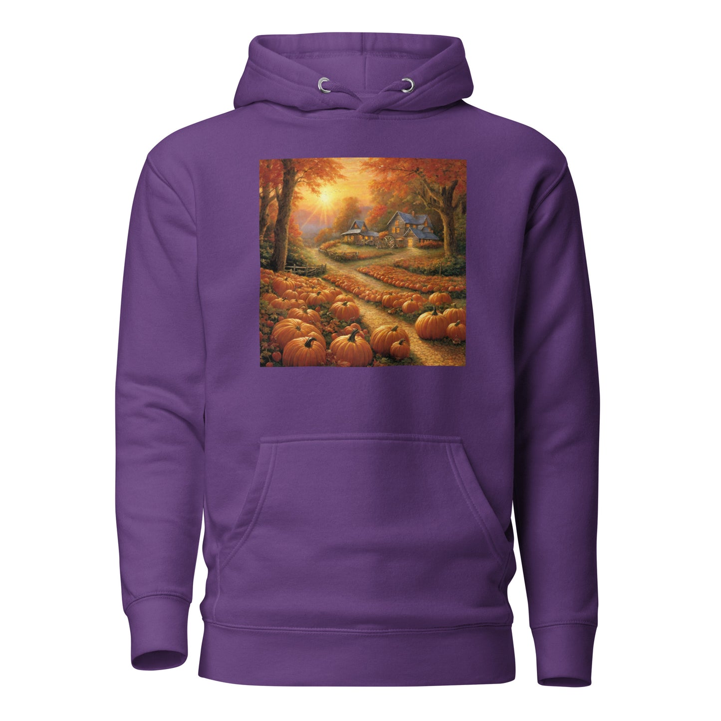 Fall Pumpkin Scene Women's Autumn Hoodie Purple