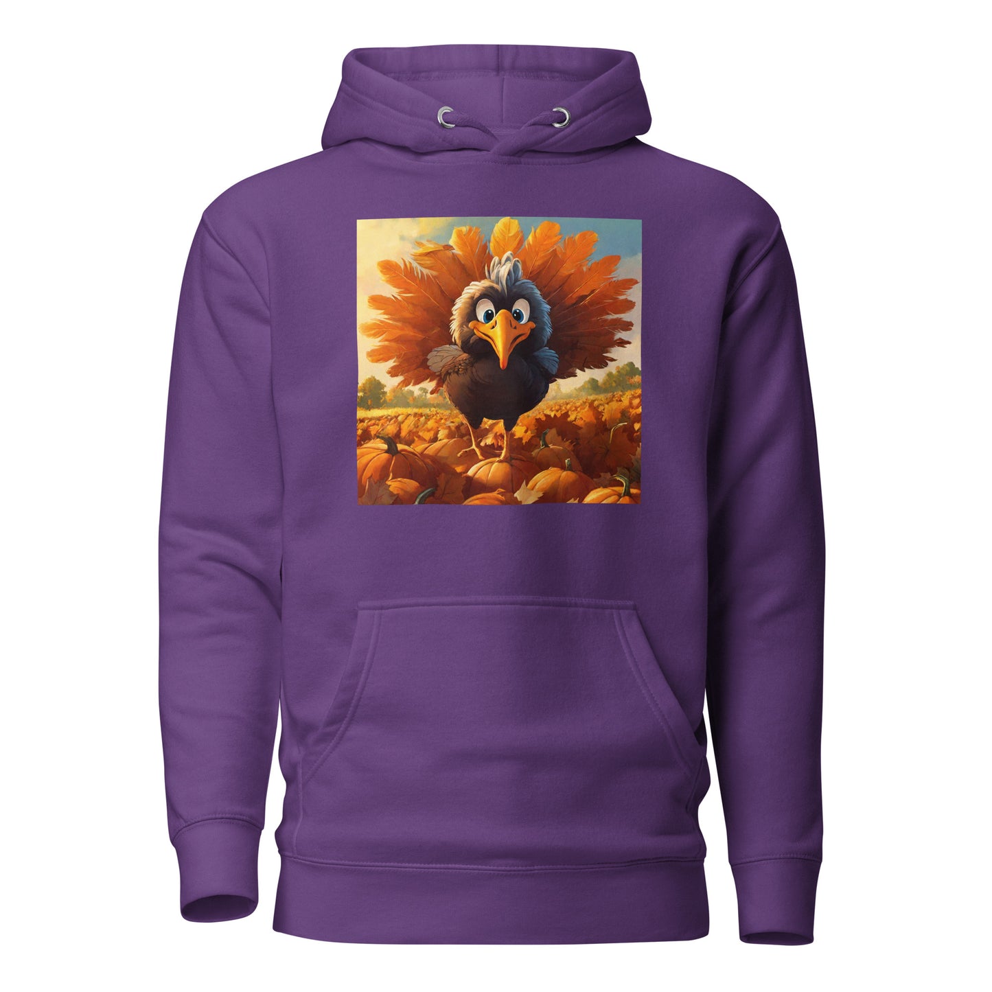 Cute Turkey Women's Thanksgiving Hoodie Purple