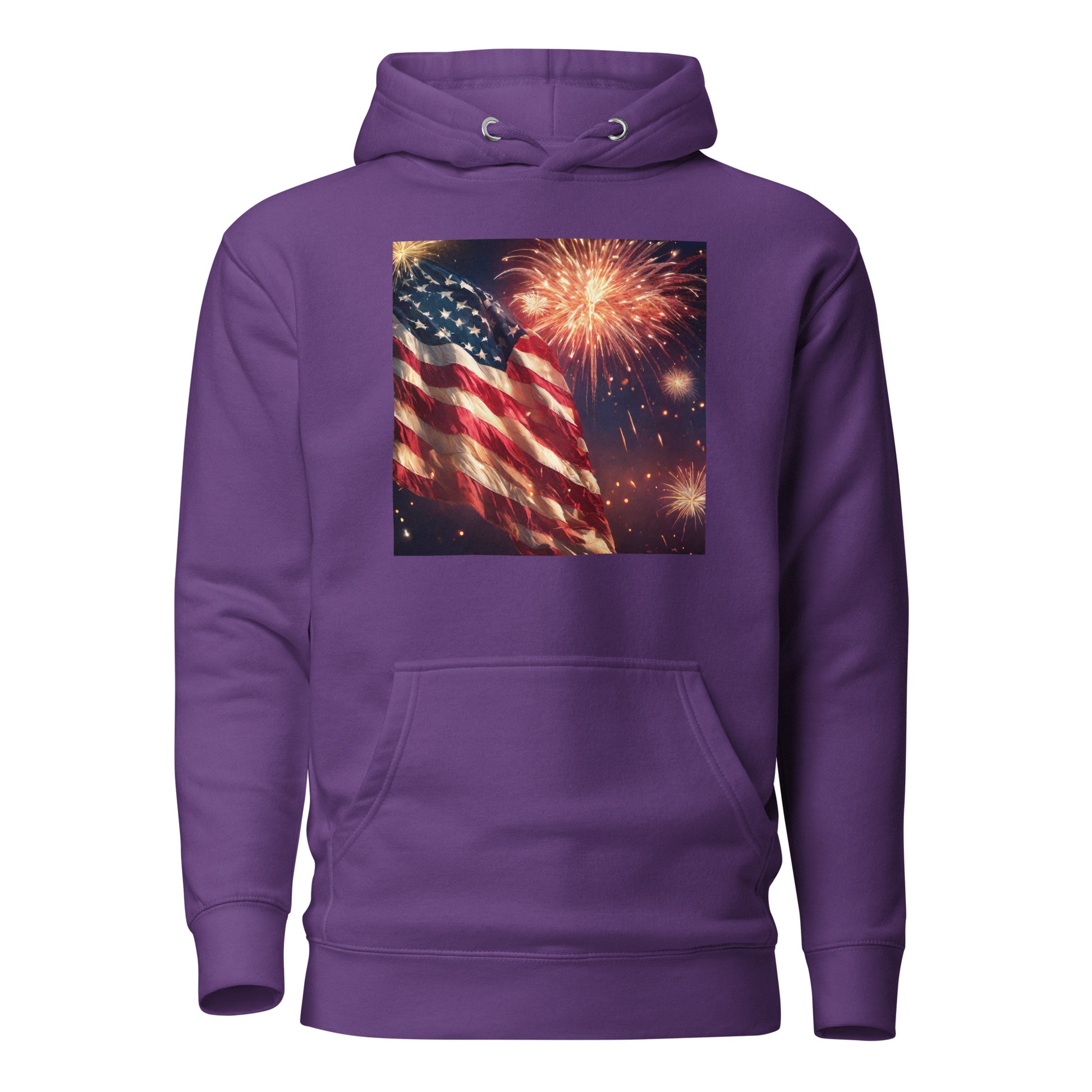 American Flag Women's 4th of July Hoodie Purple