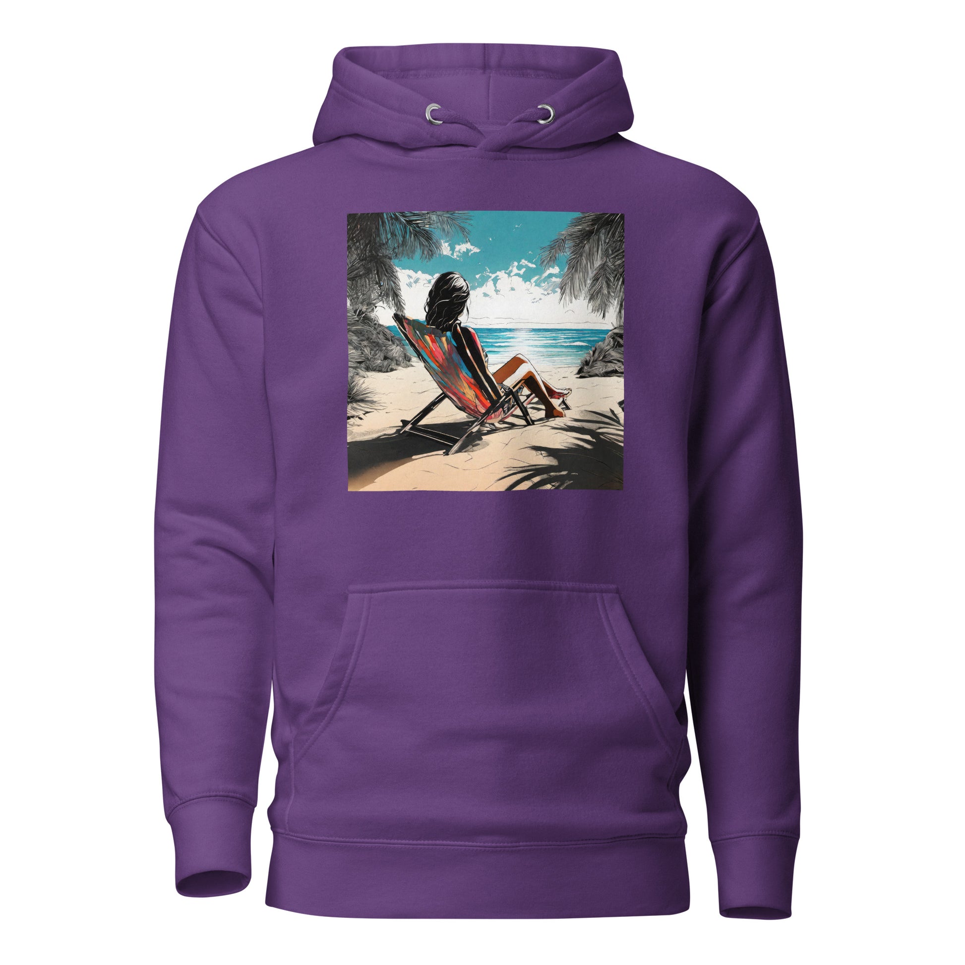 Relaxing on the Beach Women's Summer Hoodie Purple