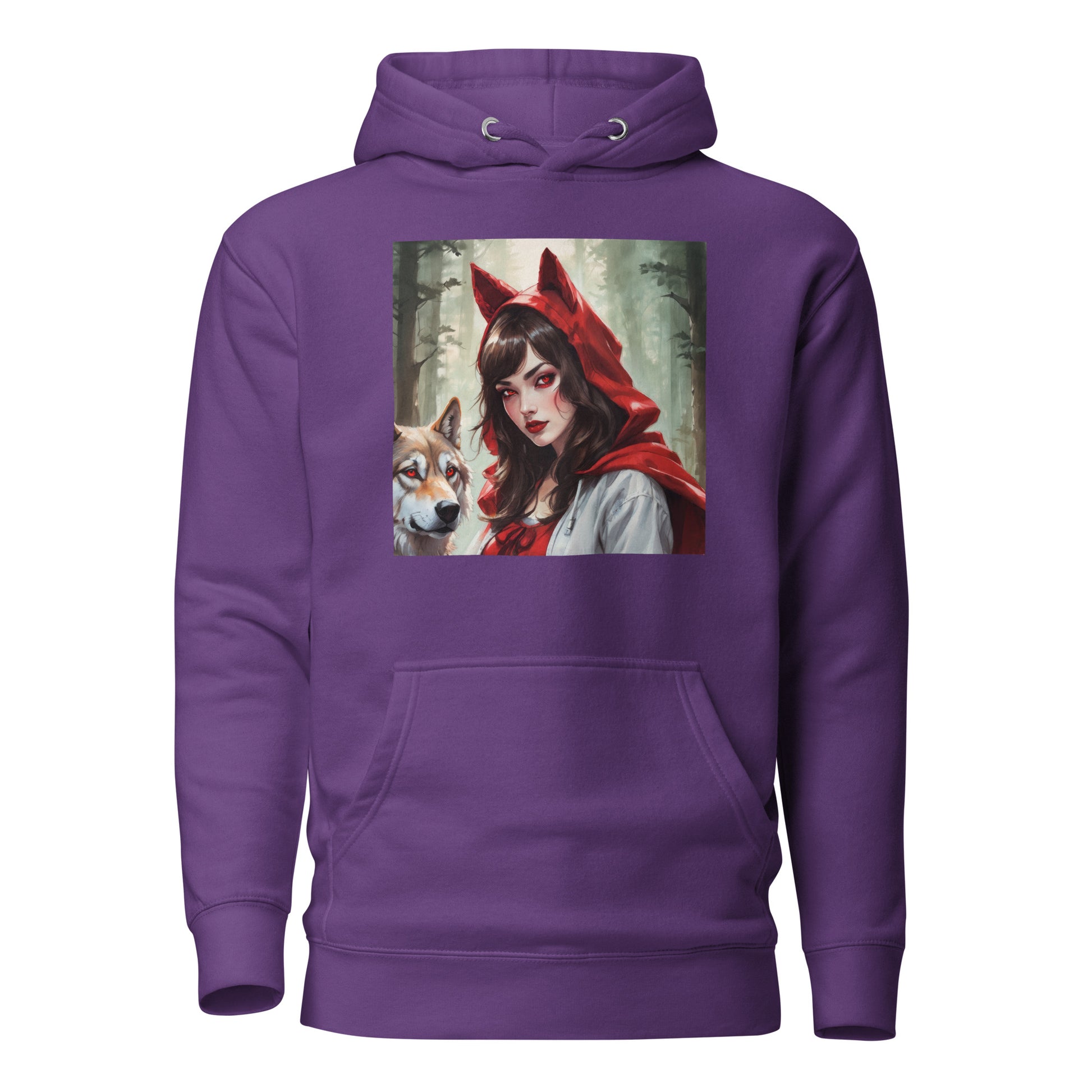 Red Riding Hood Colluding with the Wolf Women's Fairy Tale Hoodie Purple