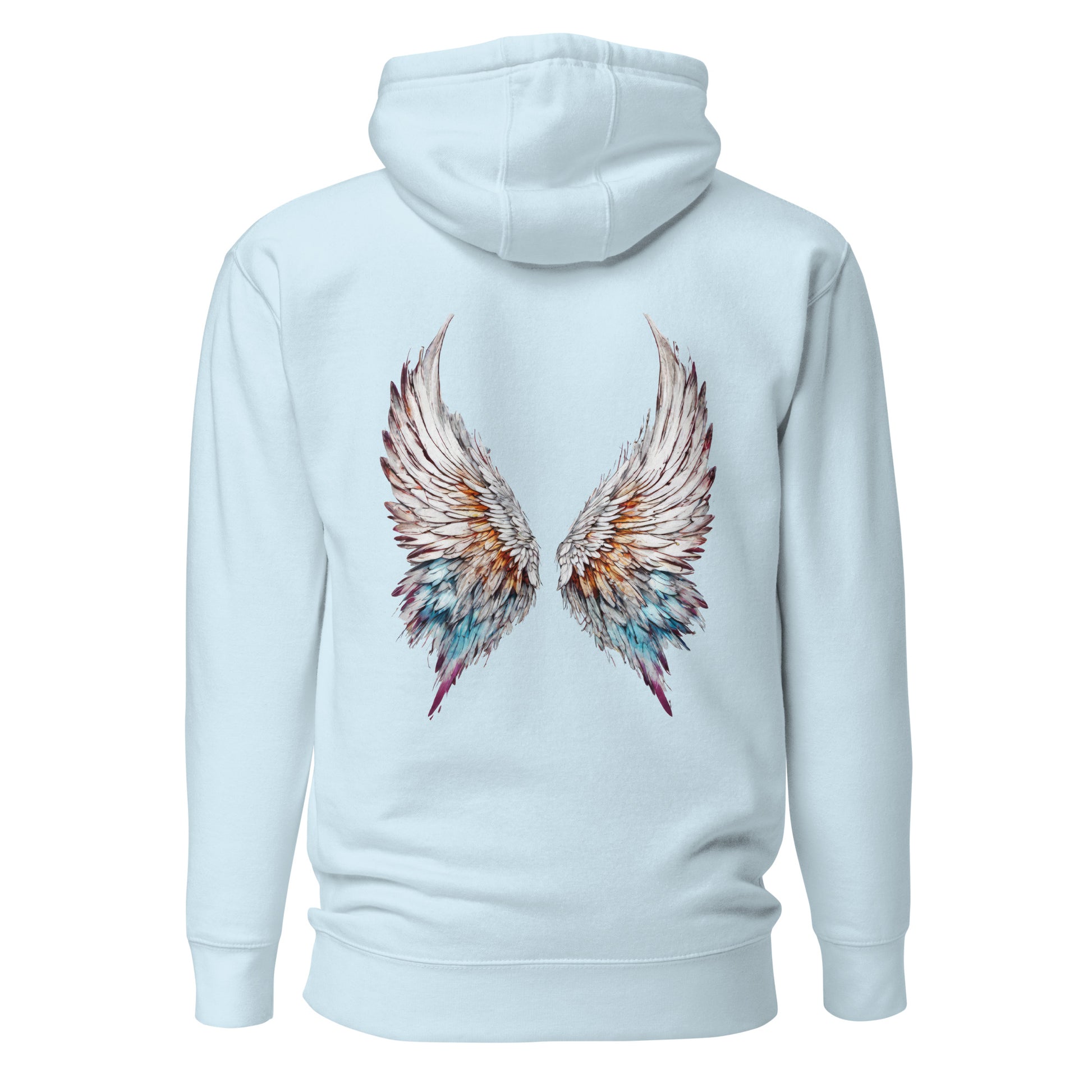 Colorful Angel Wings Women's Hoodie Sky Blue