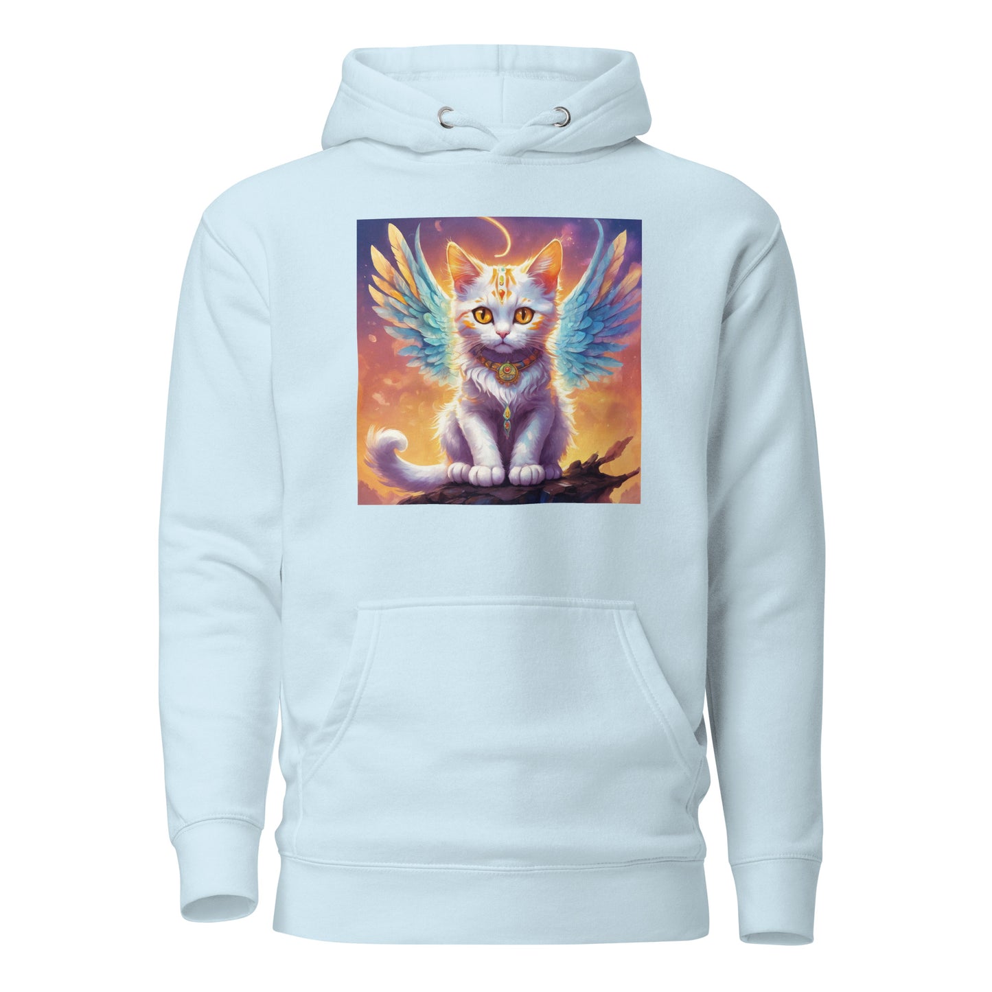 Cat with Wings Women's Graphic Hoodie Sky Blue