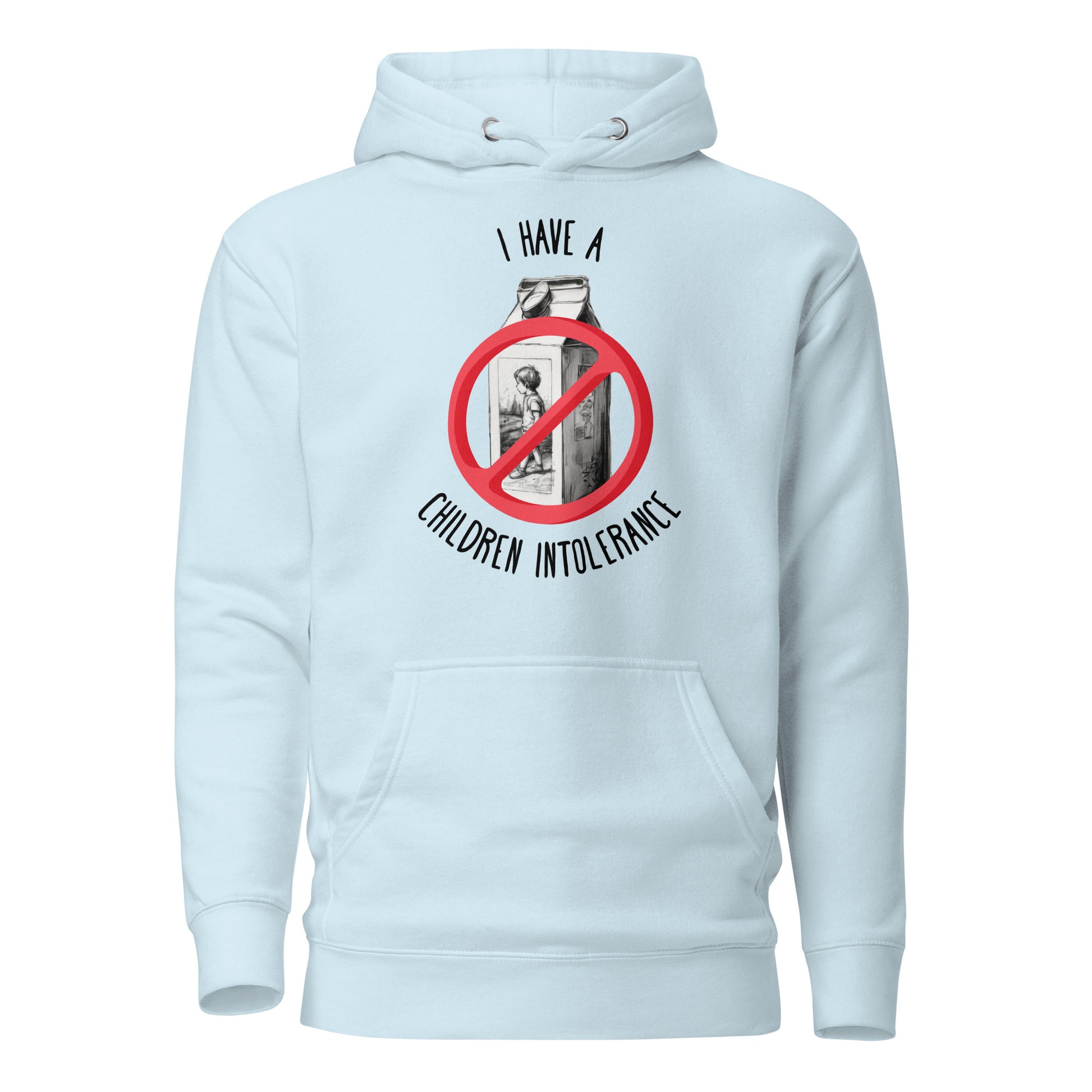 I Have a Children Intolerance Women's Funny Hoodie Sky Blue