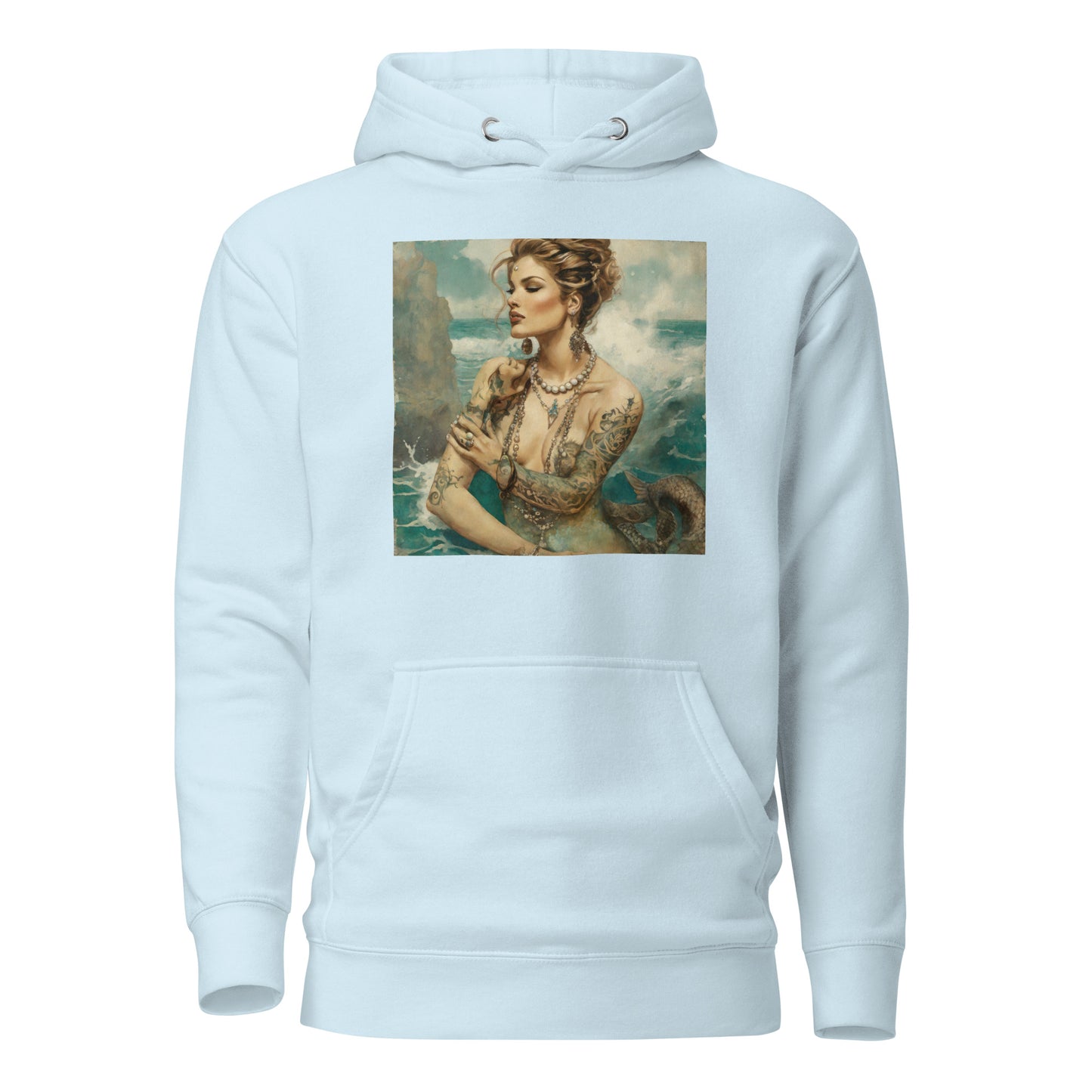 Mermaid with Tattoos Women's Hoodie Sky Blue