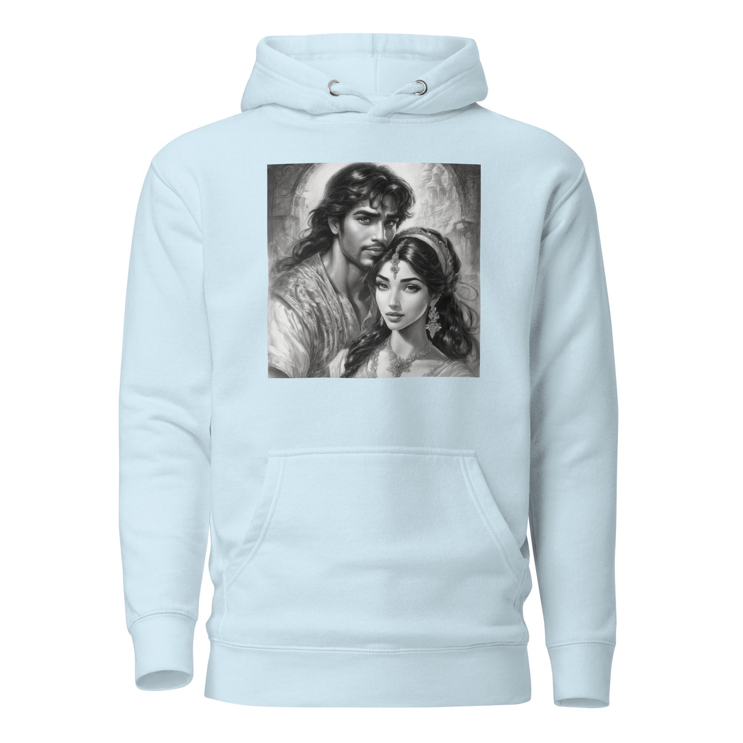 Jasmine & Aladdin Portrait Women's Fairy Tale Hoodie Sky Blue