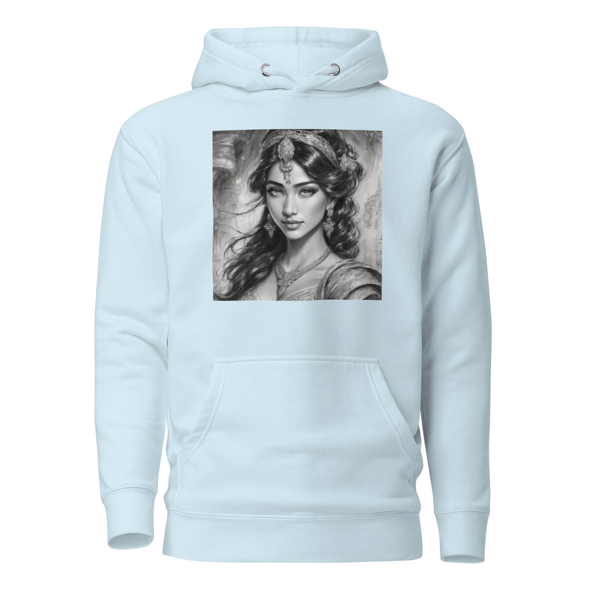 Princess Jasmine Pencil Sketch Women's Hoodie Sky Blue