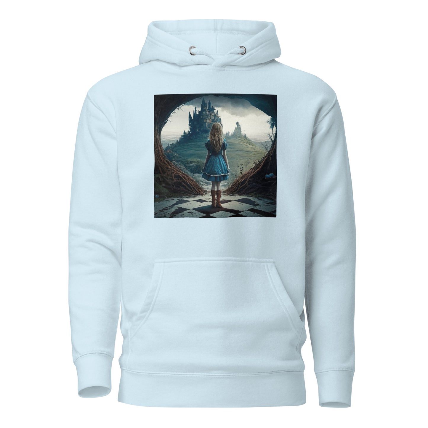 Alice Entering Wonderland Women's Fantasy Graphic Hoodie Sky Blue