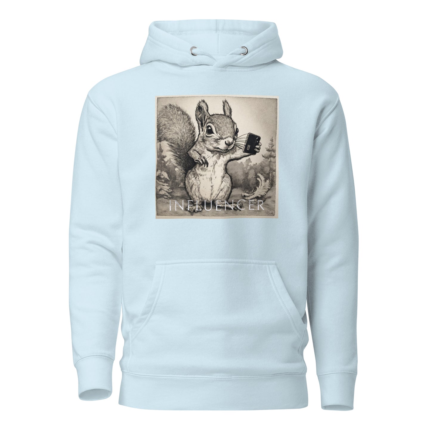 Squirrel Influencer Women's Funny Hoodie Sky Blue