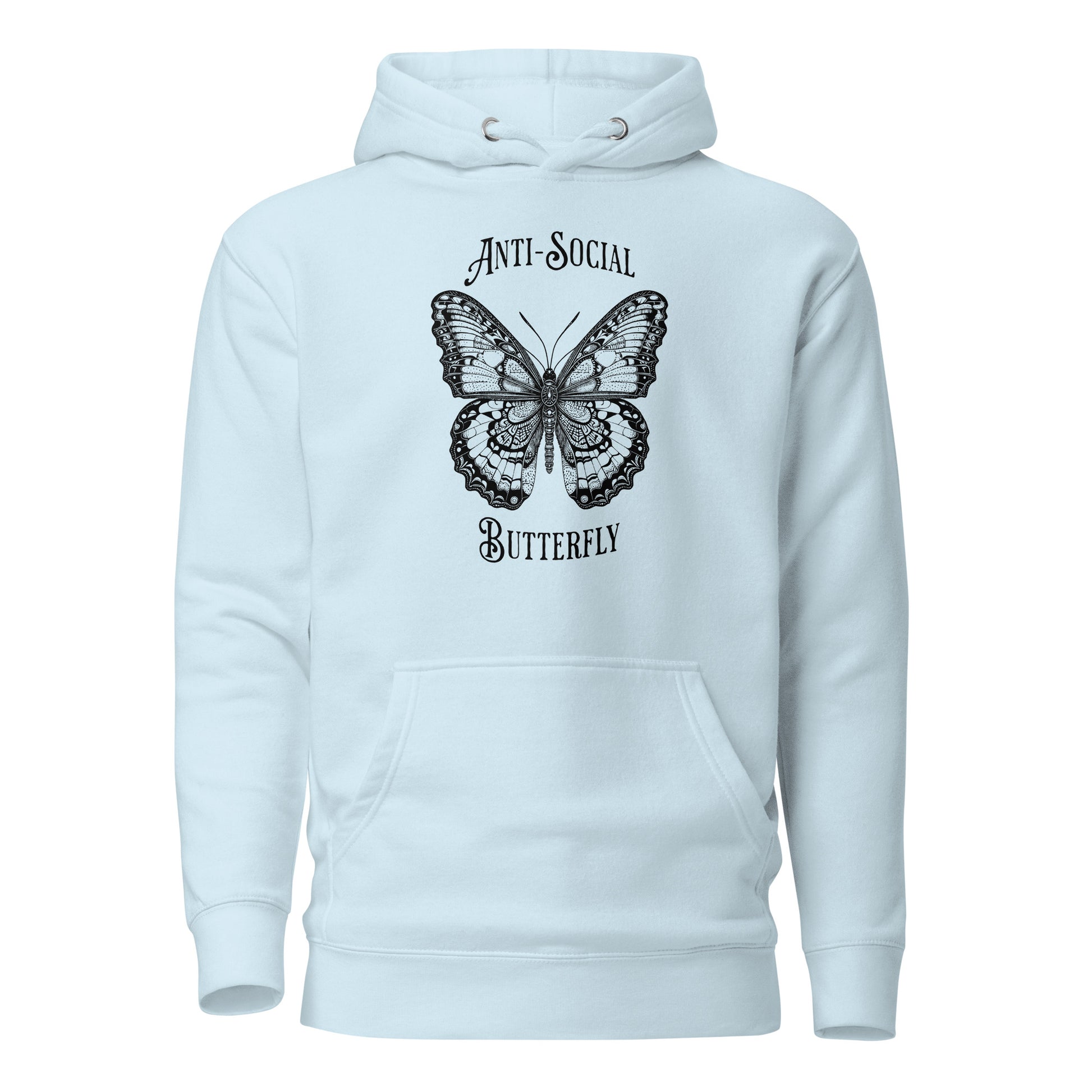 Anti-Social Butterfly Women's Funny Hoodie Sky Blue