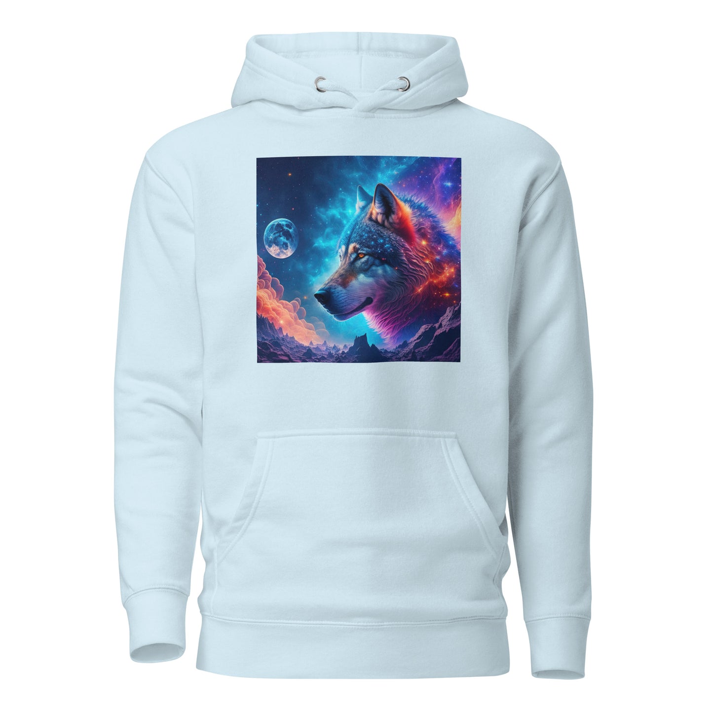 Majestic Wolf Women's Animal Lover Hoodie Sky Blue