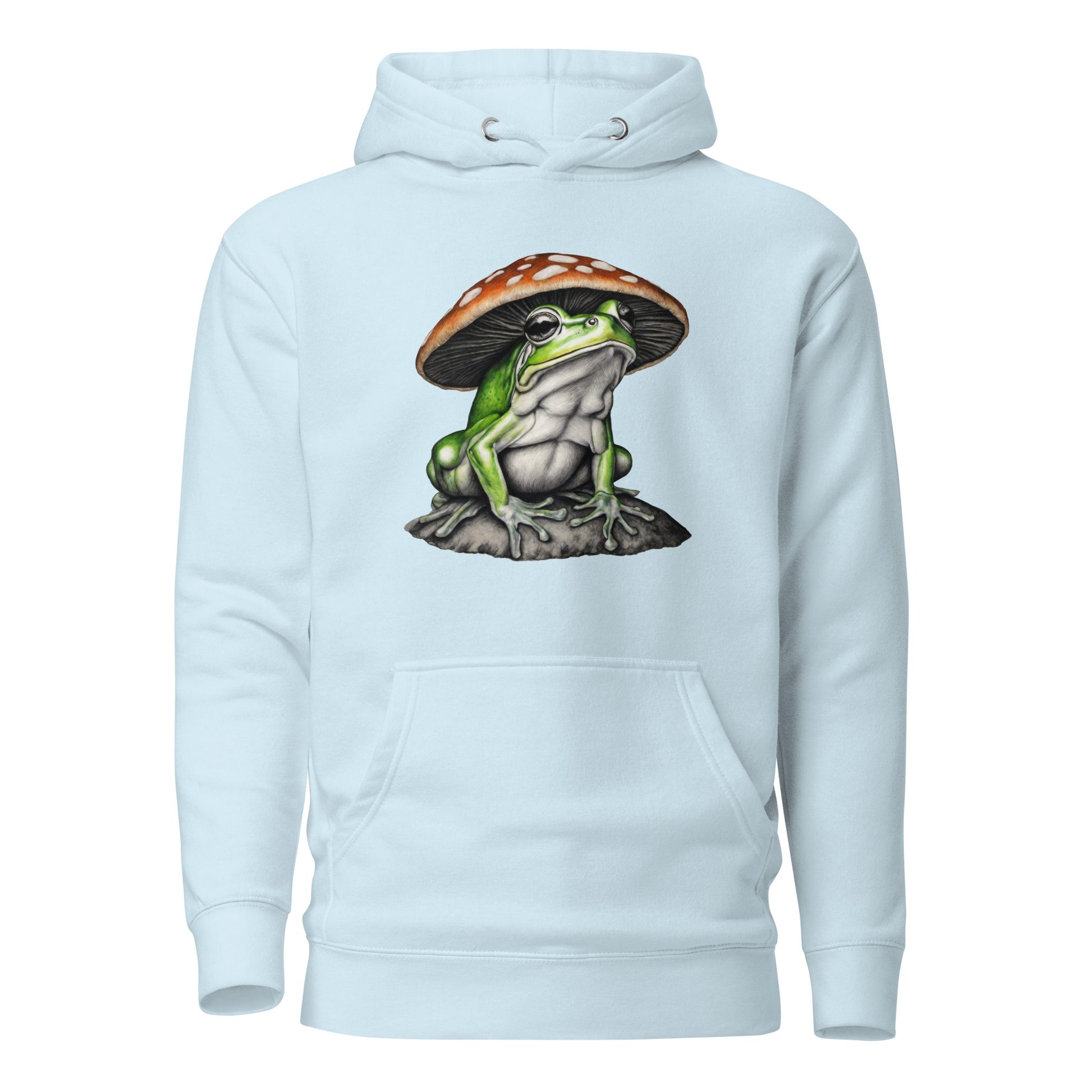 Frog in Shroom Cap Women's Graphic Hoodie Sky Blue