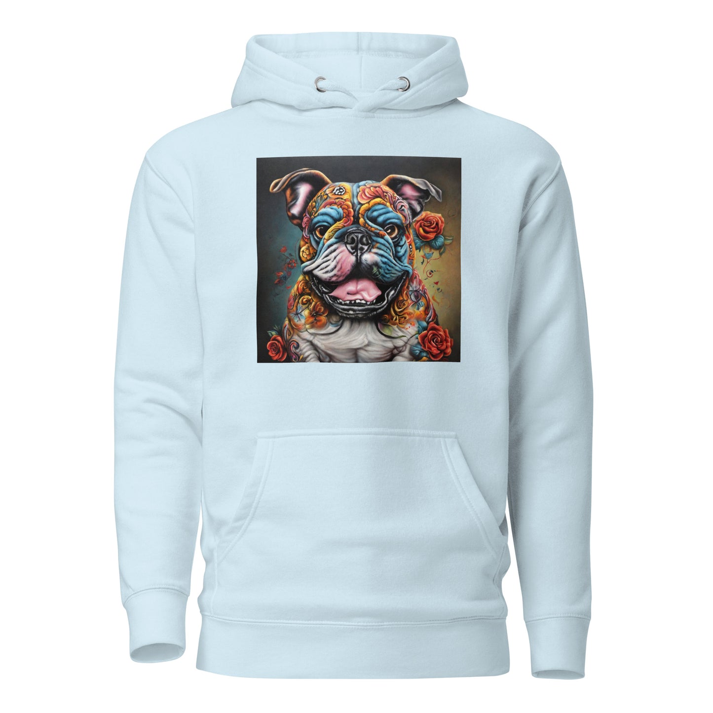 Day of the Dead Bulldog Women's Dog Lover Hoodie Sky Blue