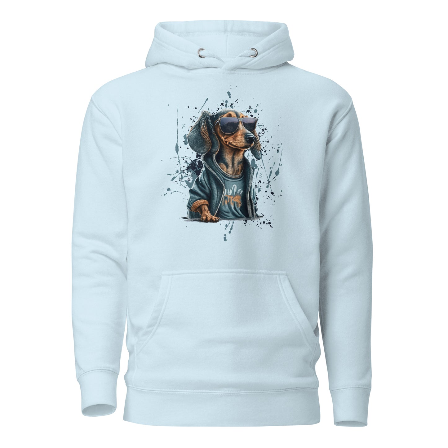 Cool Dachshund in Sunglasses Women's Dog Hoodie Sky Blue