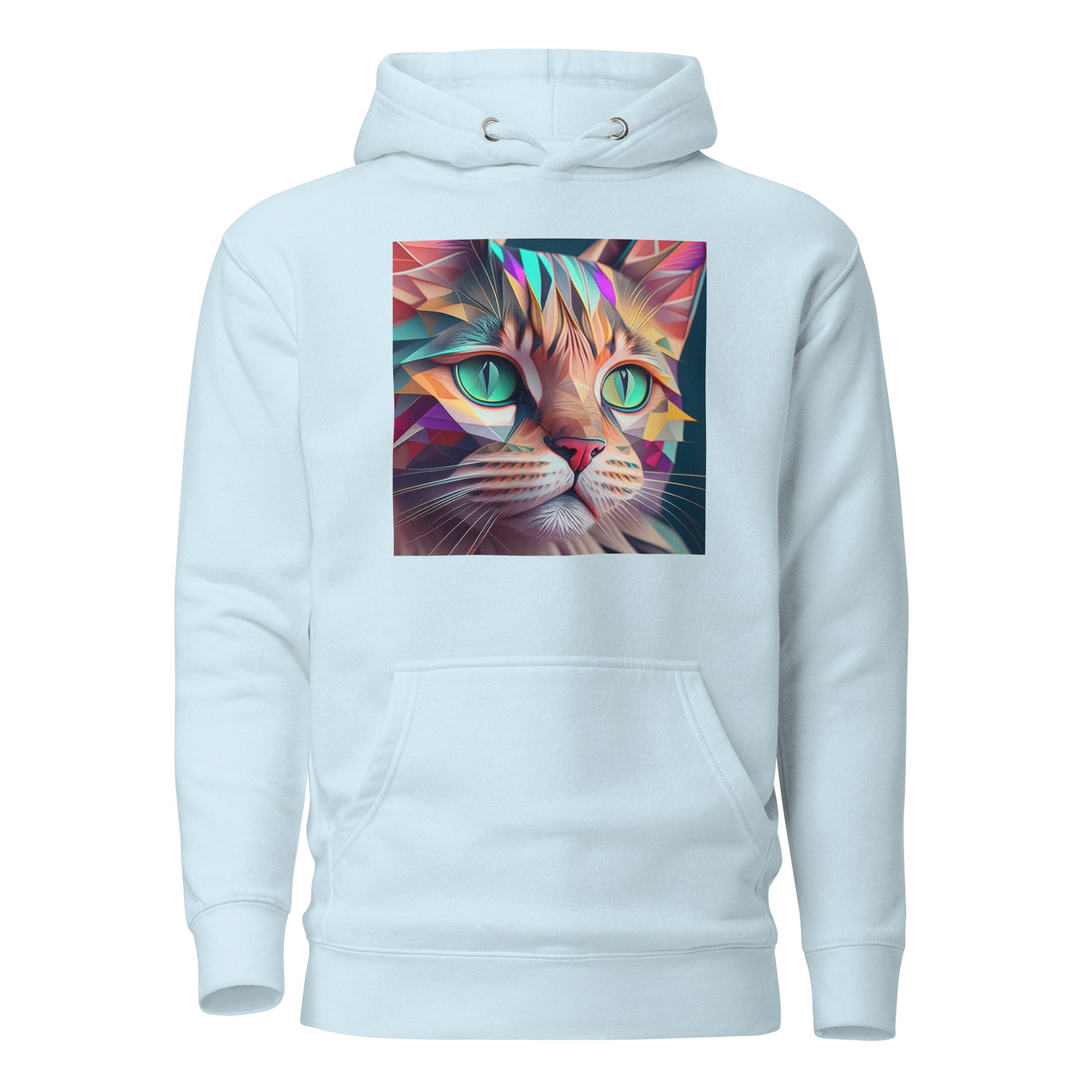 Geometric Cat Women's Cat Lover Hoodie Sky Blue