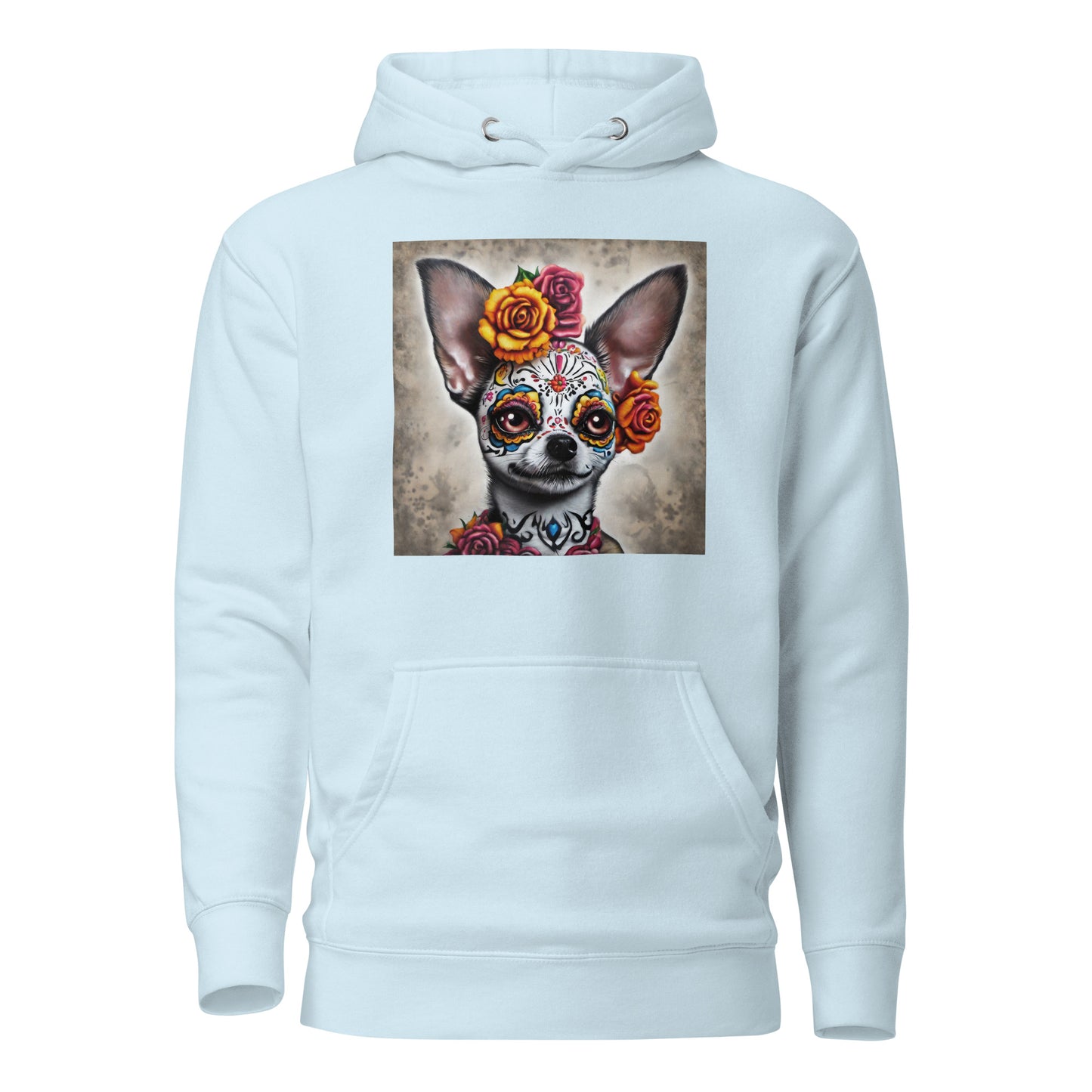 Day of the Dead Chihuahua Women's Dog Lover Hoodie Sky Blue