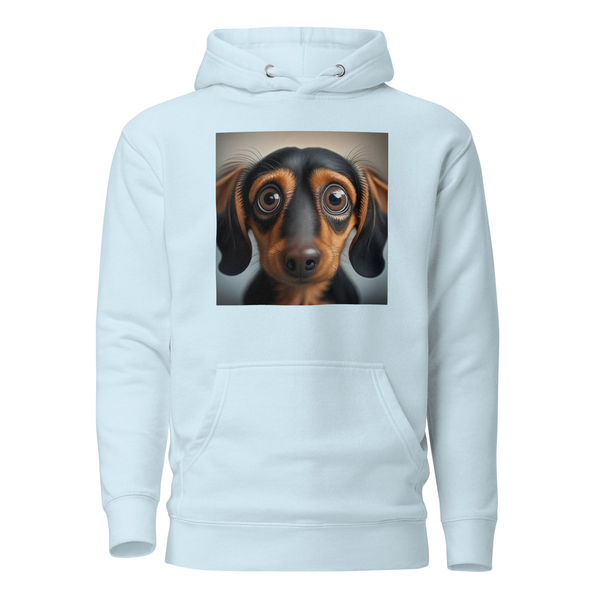 Dachshund with Puppy Dog Eyes Women's Weiner Dog Hoodie Sky Blue