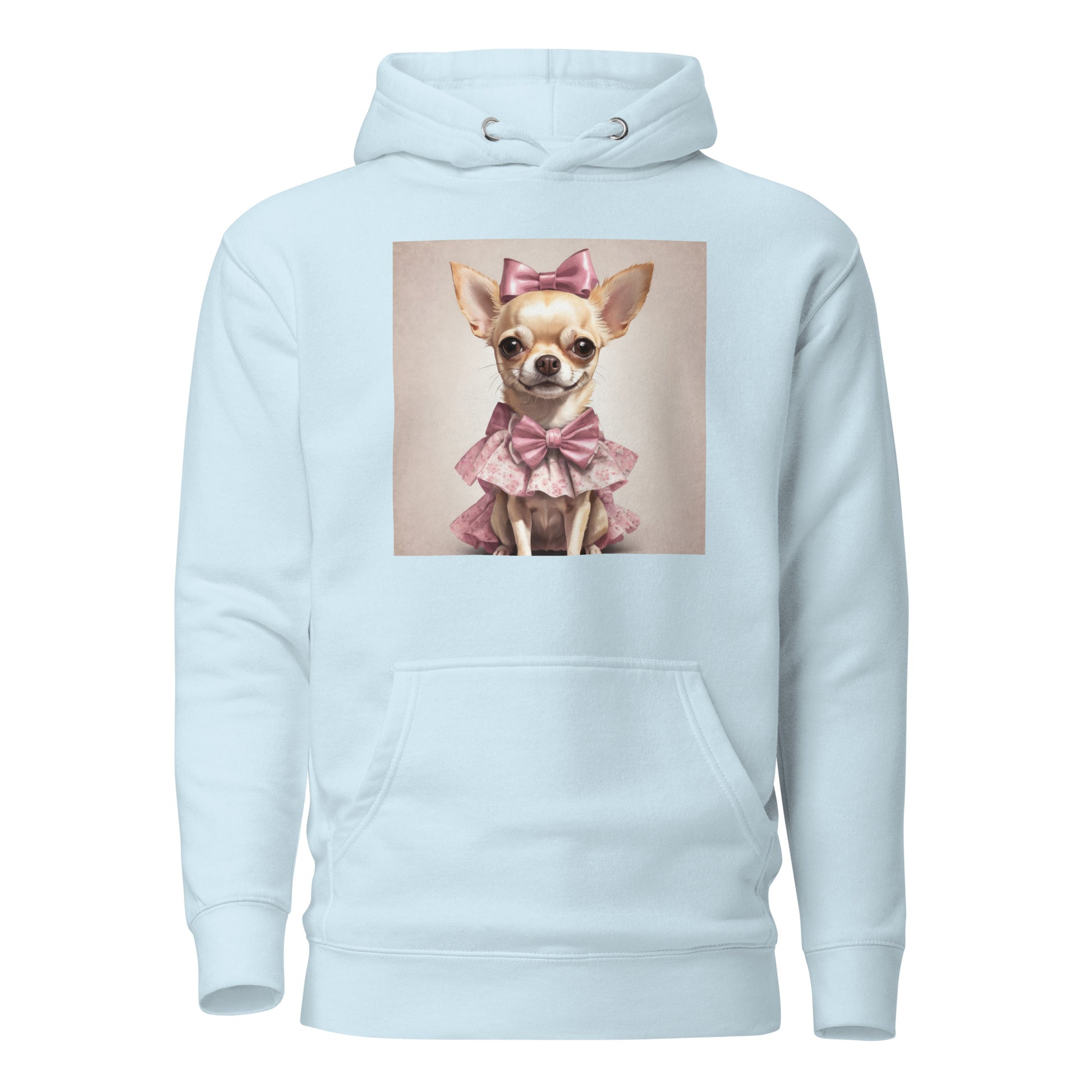 Chihuahua in Pink Dress Women's Dog Lover Hoodie Sky Blue