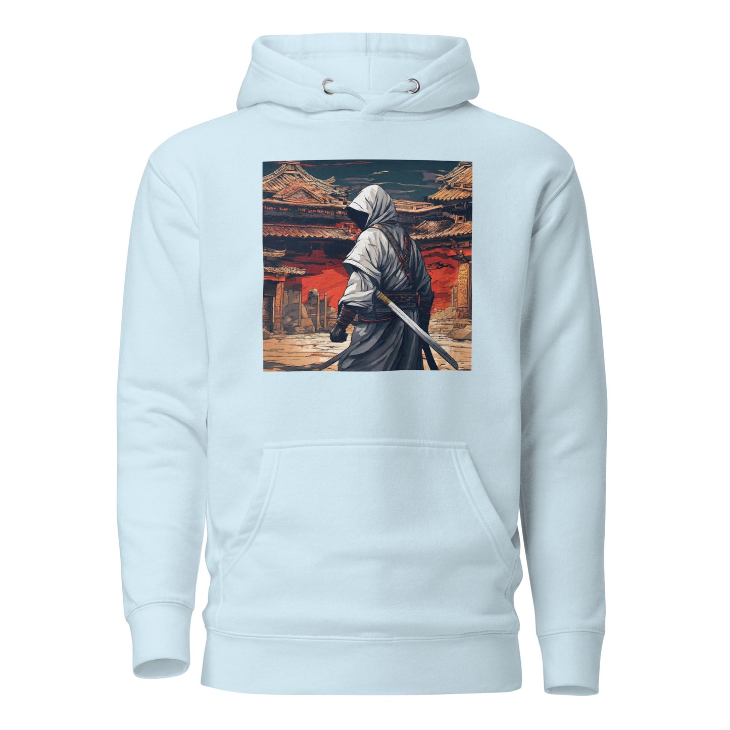 Shadowy Samurai Women's Anime Hoodie Sky Blue