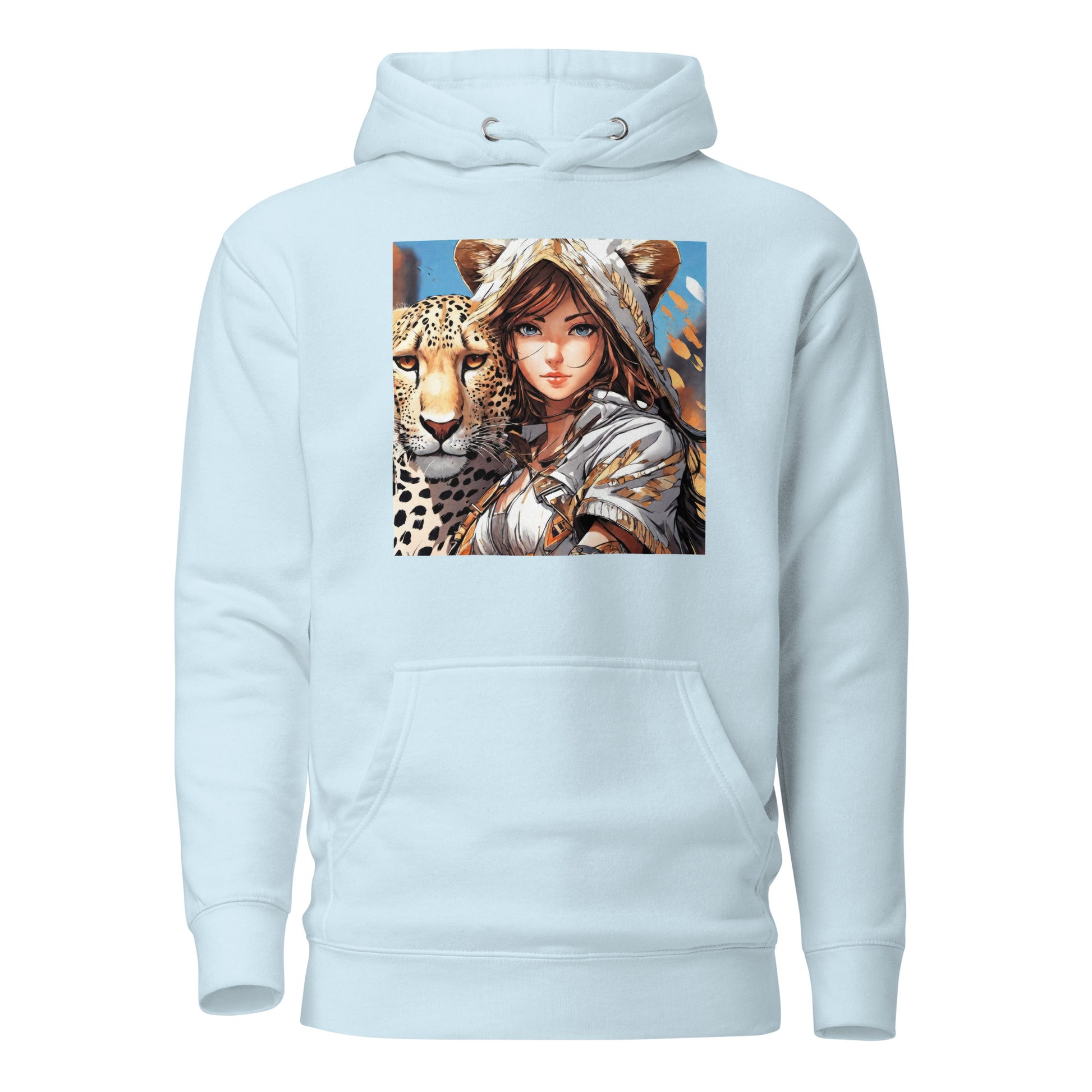 Leopard Queen Women's Anime Hoodie Sky Blue