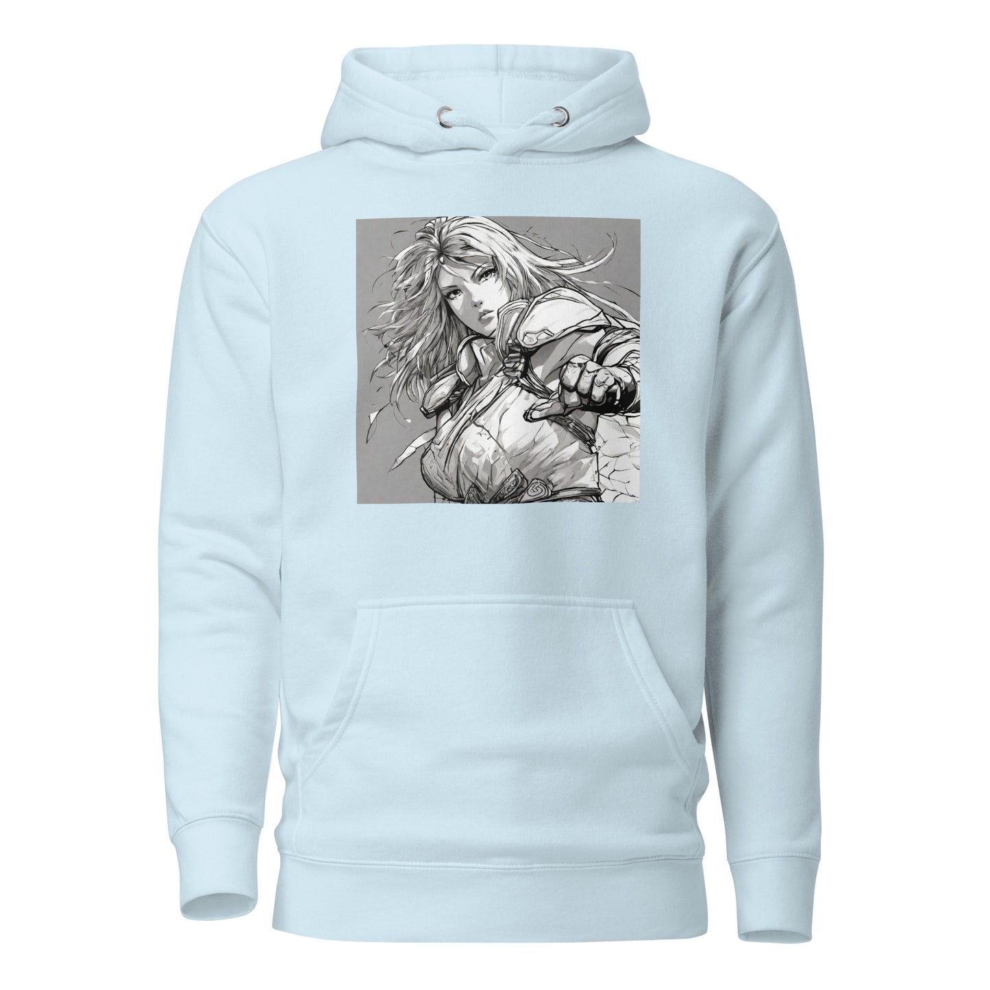 Fearless Swordmaiden Women's Anime Hoodie Sky Blue